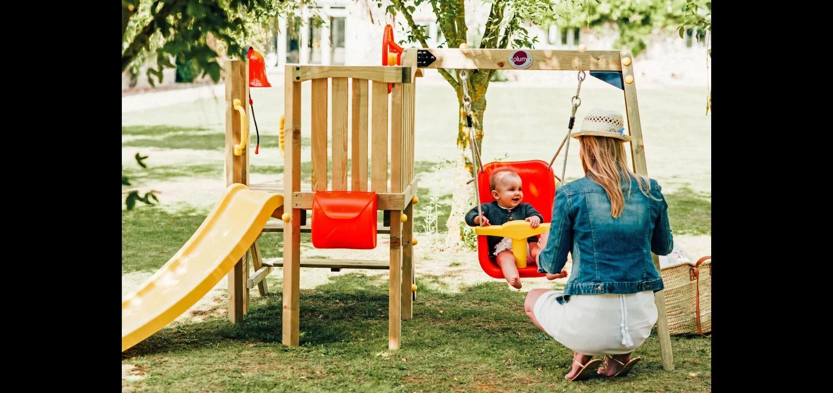 Kleinkinder Turm mit Babyschaukel, Outdoor-Kletterturm für Kleinkinder aus Holz, Babyschaukel, Rutsche, natur - 5