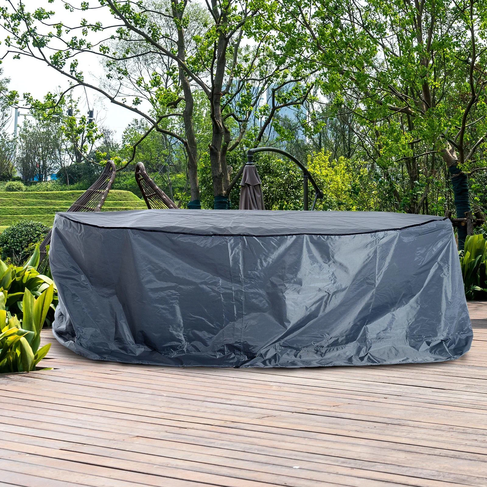 Gartenmöbel Abdeckplane Schutzhülle Abdeckung wasserdicht UV-Schutz Oxford-Gewebe Grau 235 x 135 x 94 cm - 1