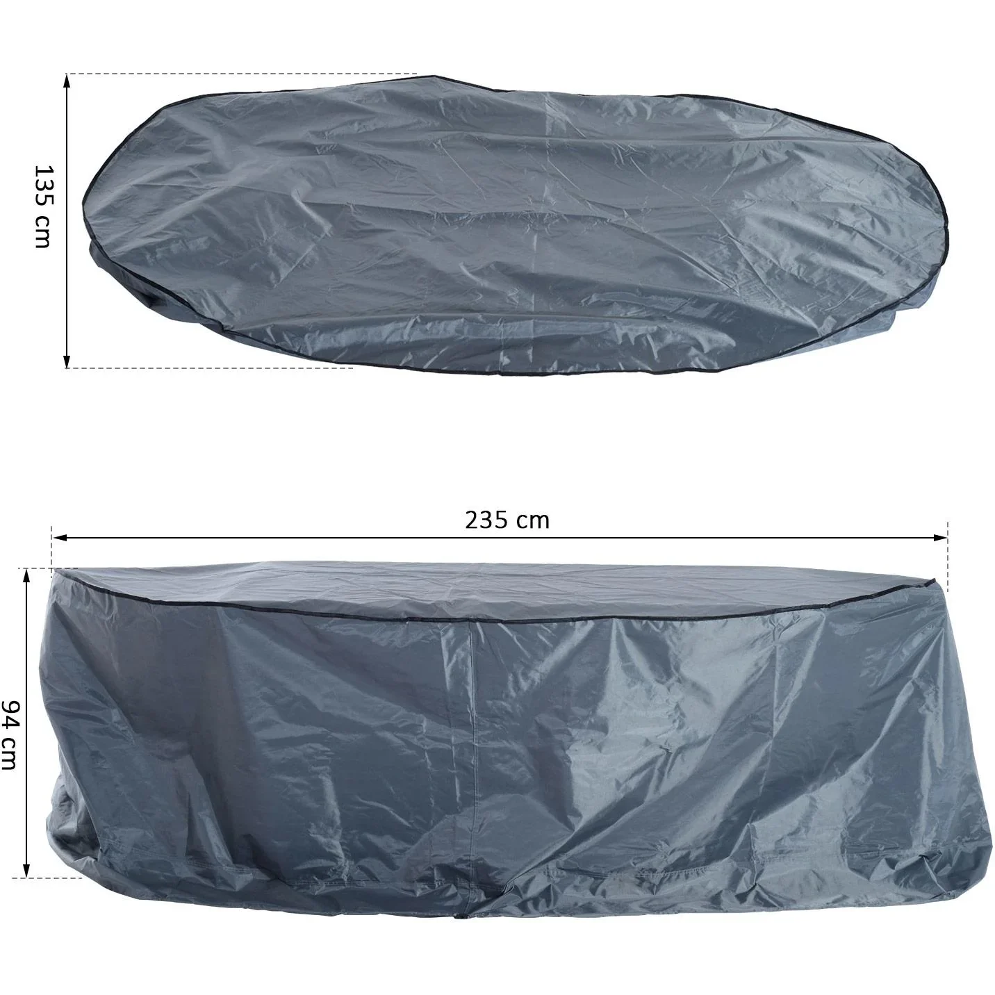 Gartenmöbel Abdeckplane Schutzhülle Abdeckung wasserdicht UV-Schutz Oxford-Gewebe Grau 235 x 135 x 94 cm - 3
