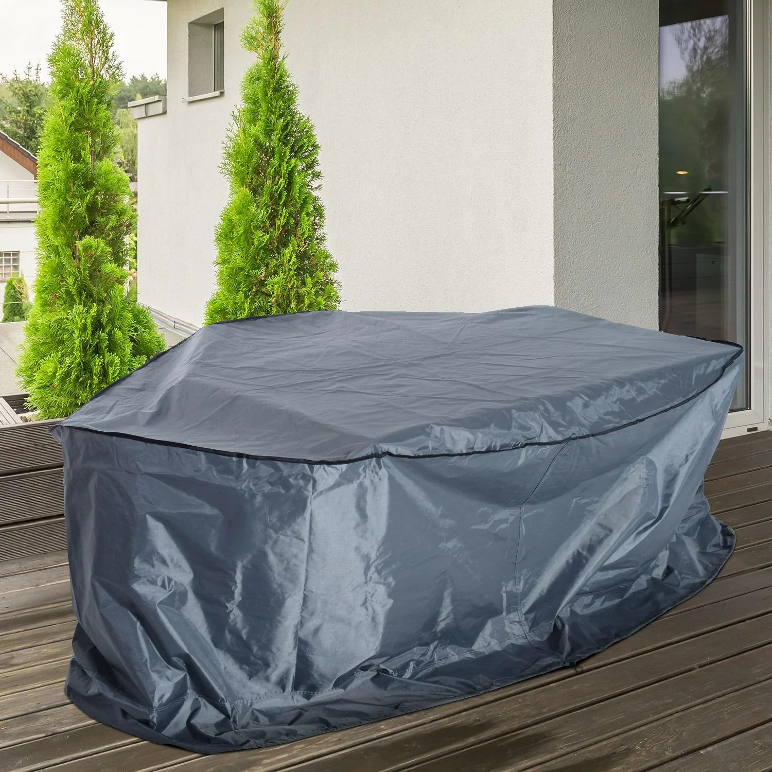 Gartenmöbel Abdeckplane Schutzhülle Abdeckung wasserdicht UV-Schutz Oxford-Gewebe Grau 235 x 135 x 94 cm - 6
