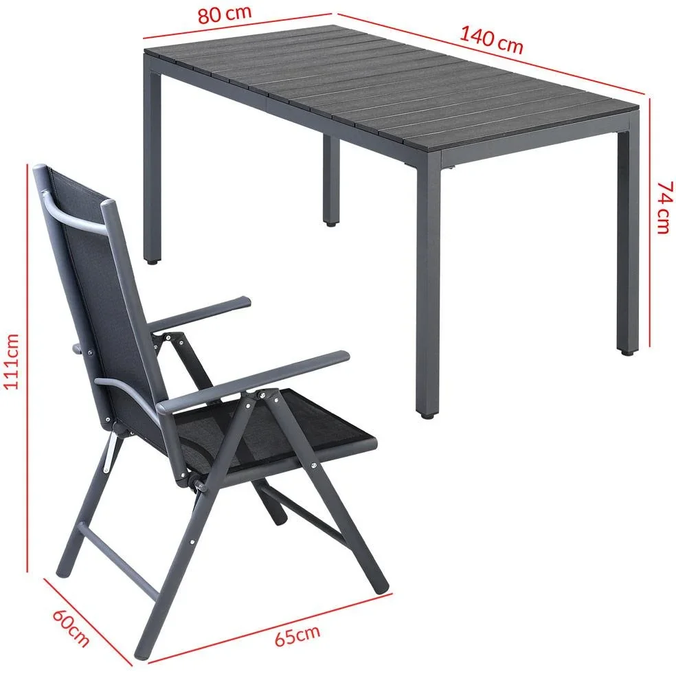 Garten-Set 7-teilig Anthrazit Aluminium mit WPC Tischplatte - 0
