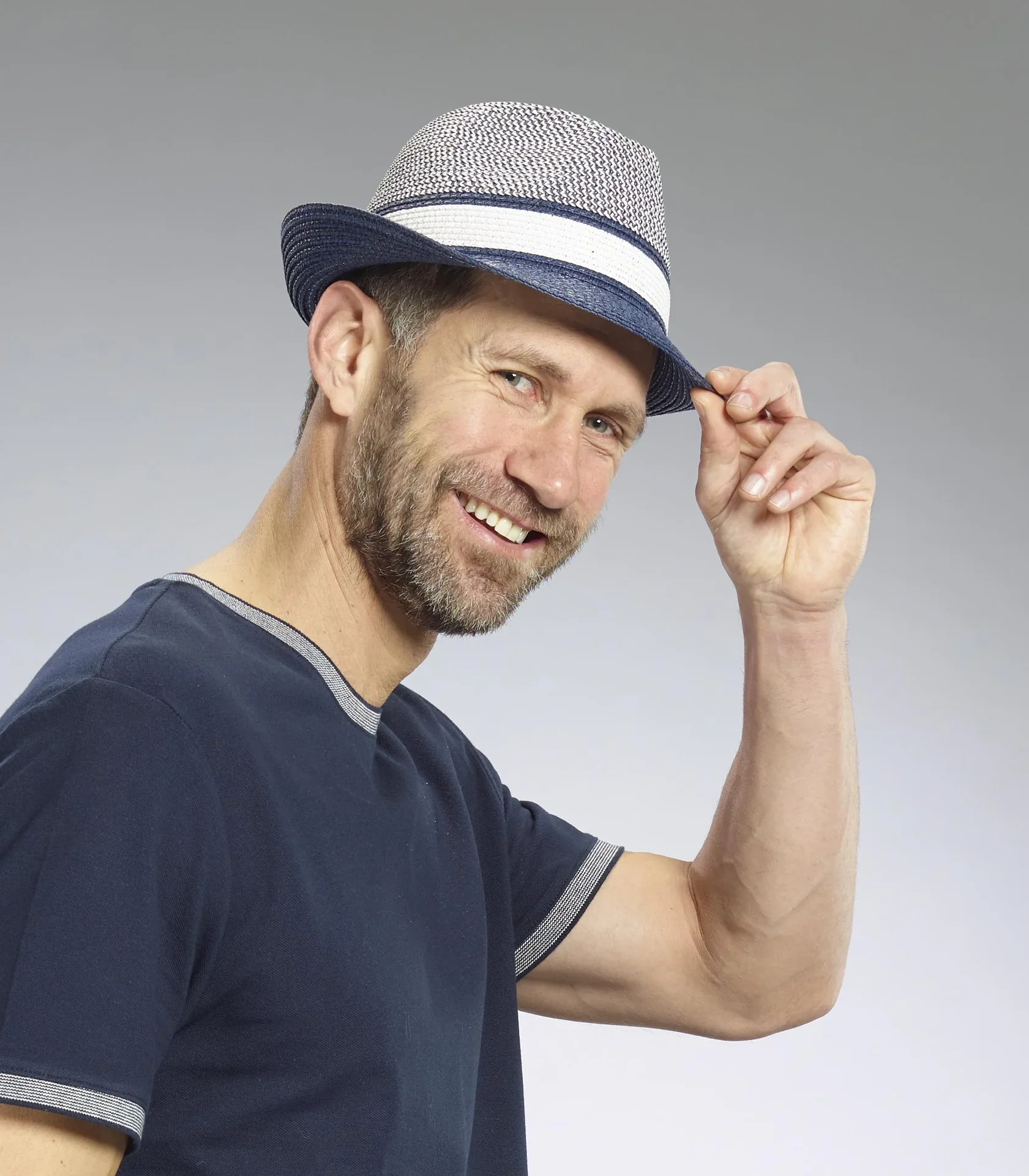 Hut "Trilby" Farbe marine/weiß, Gr.58 - 2