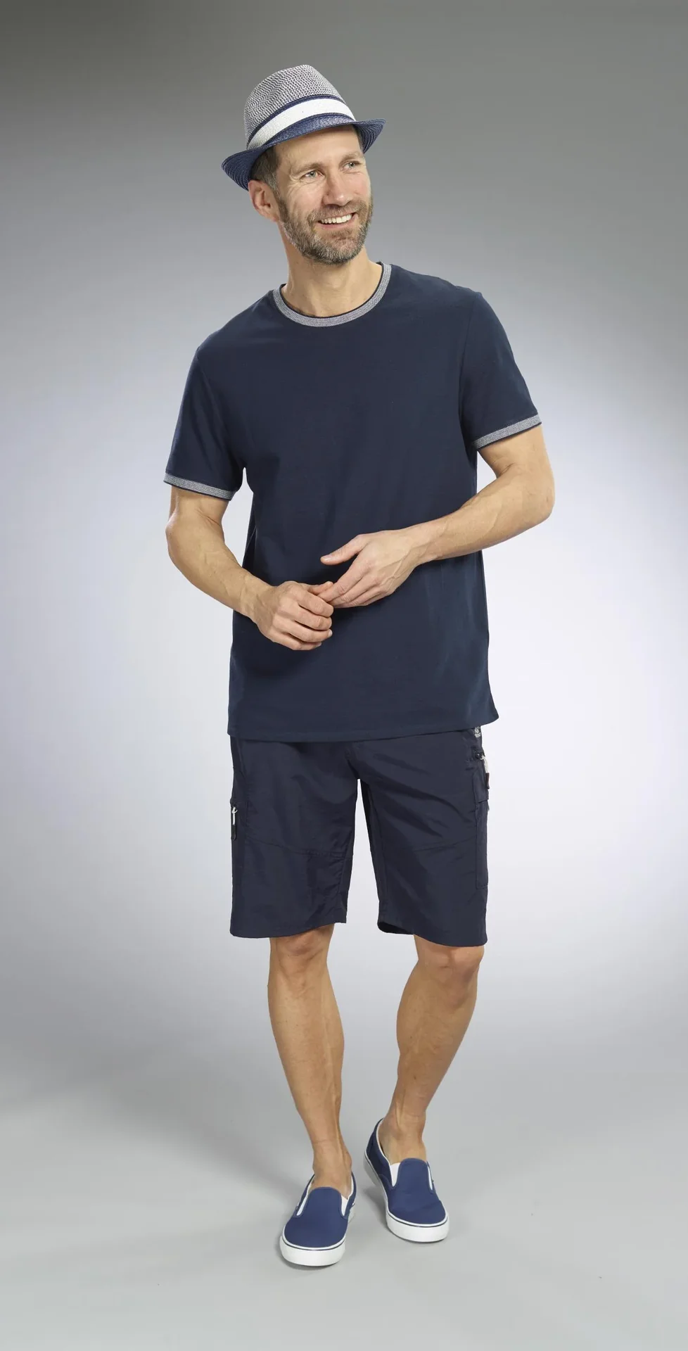 Hut "Trilby" Farbe marine/weiß, Gr.58 - 3