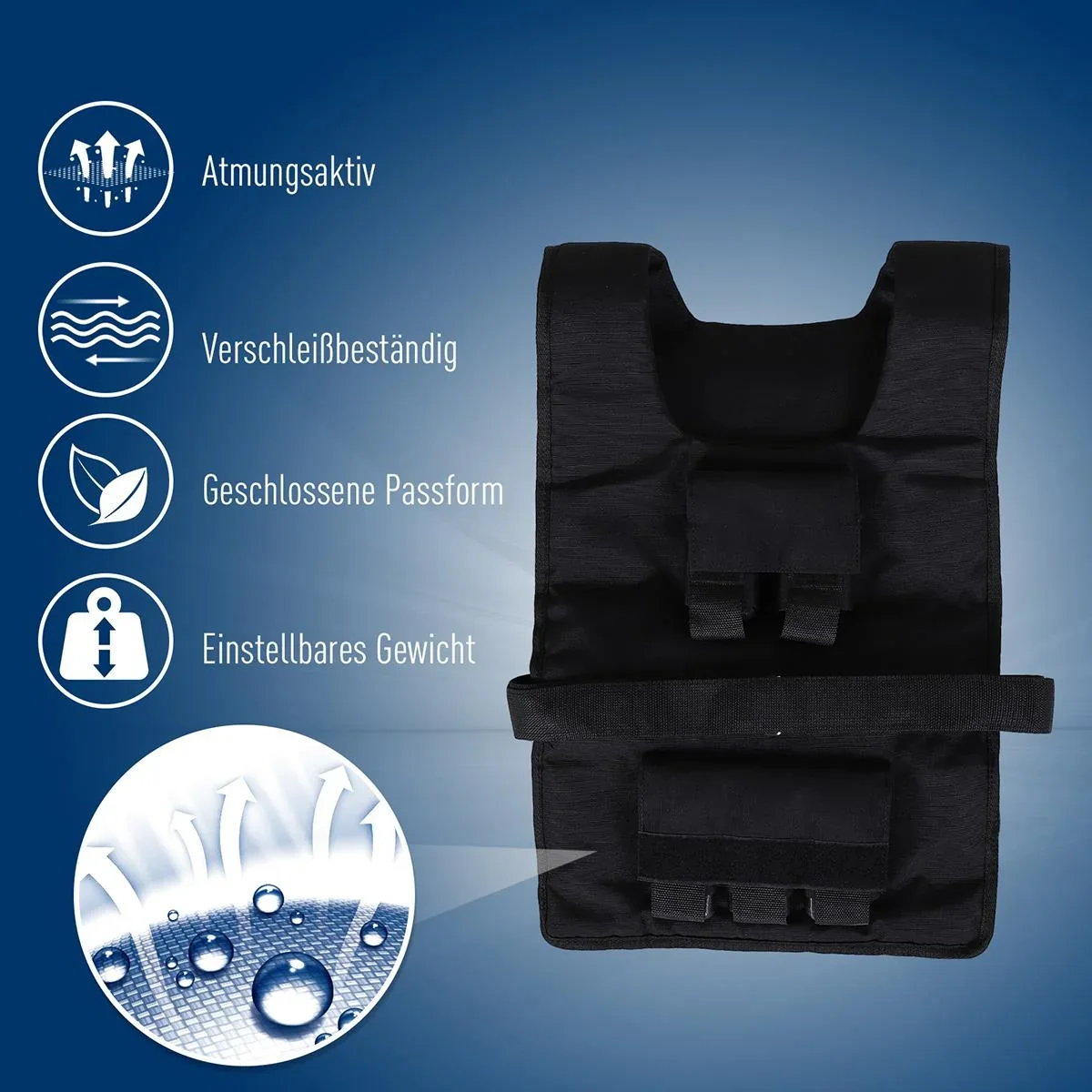 Trainingsweste mit 15 Eisengewichten schwarz - 1