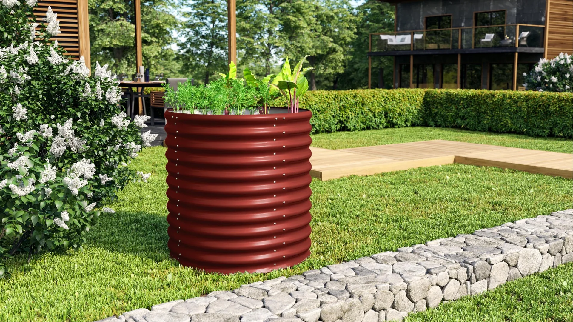 Hochbeet Terra Rund 858, Farbe rubin - 0