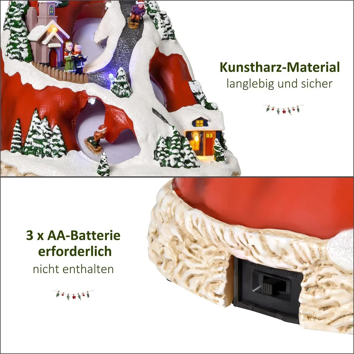 Weihnachtsdorf Weihnachtsdekoration mit LED Beleuchtung Musik LED mehrfarbig 19 x 18,5 x 24 cm - 3