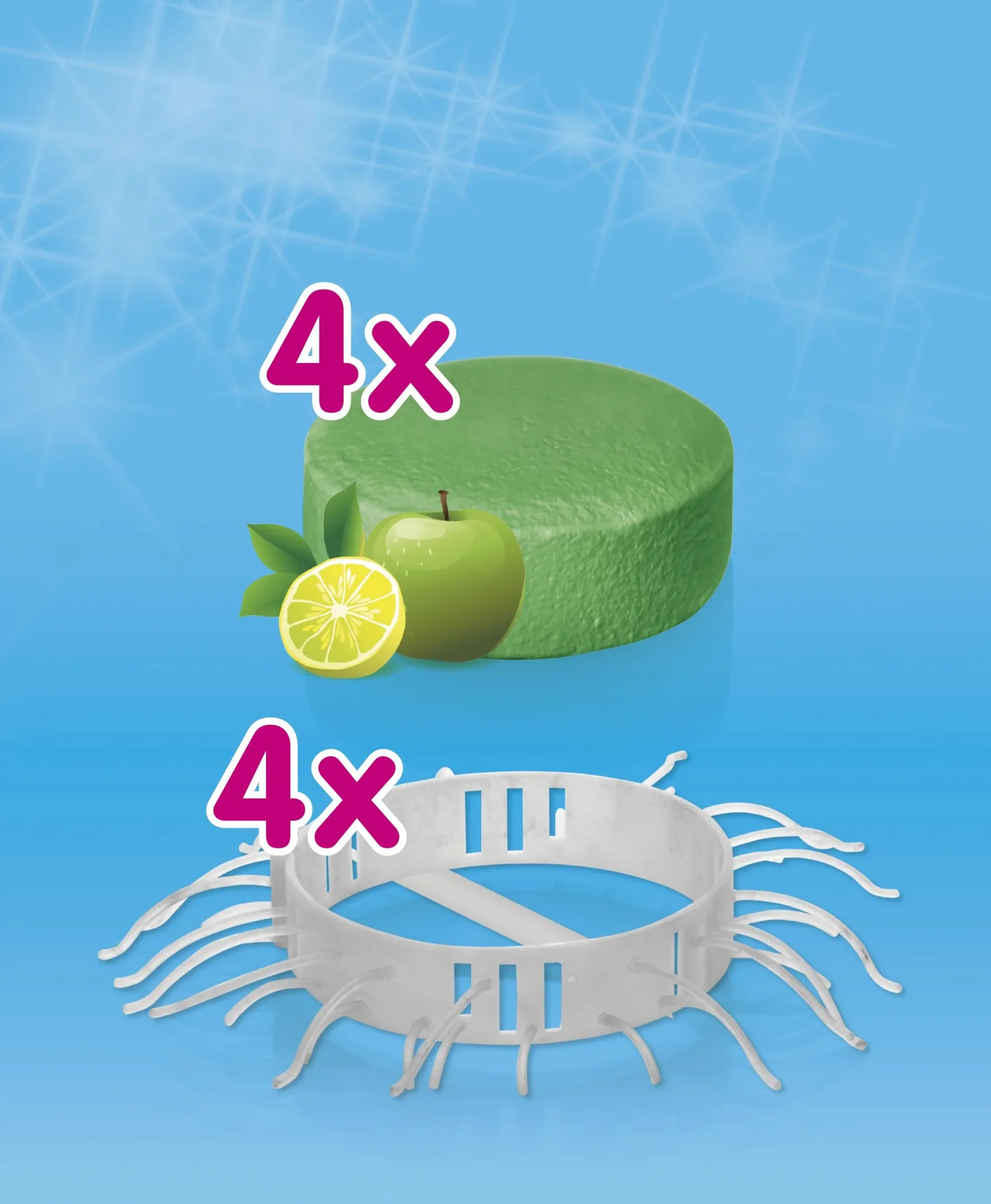 Ersatz-Duftsteine für Duschfee 882354, je 50g, 4 Stück, Apfel-Zitrone - 3