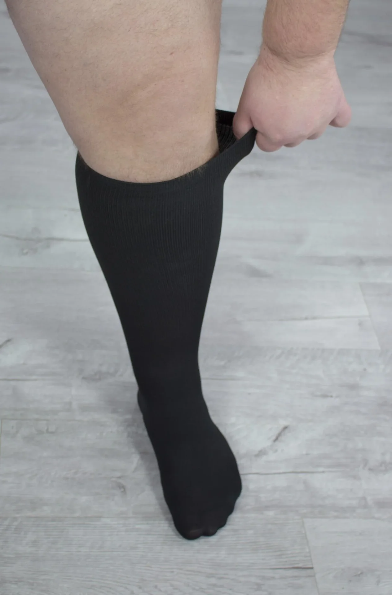 Reisestützstrümpfe für kräftige Waden, schwarz, Größe 45-47, Doppelpack - 0