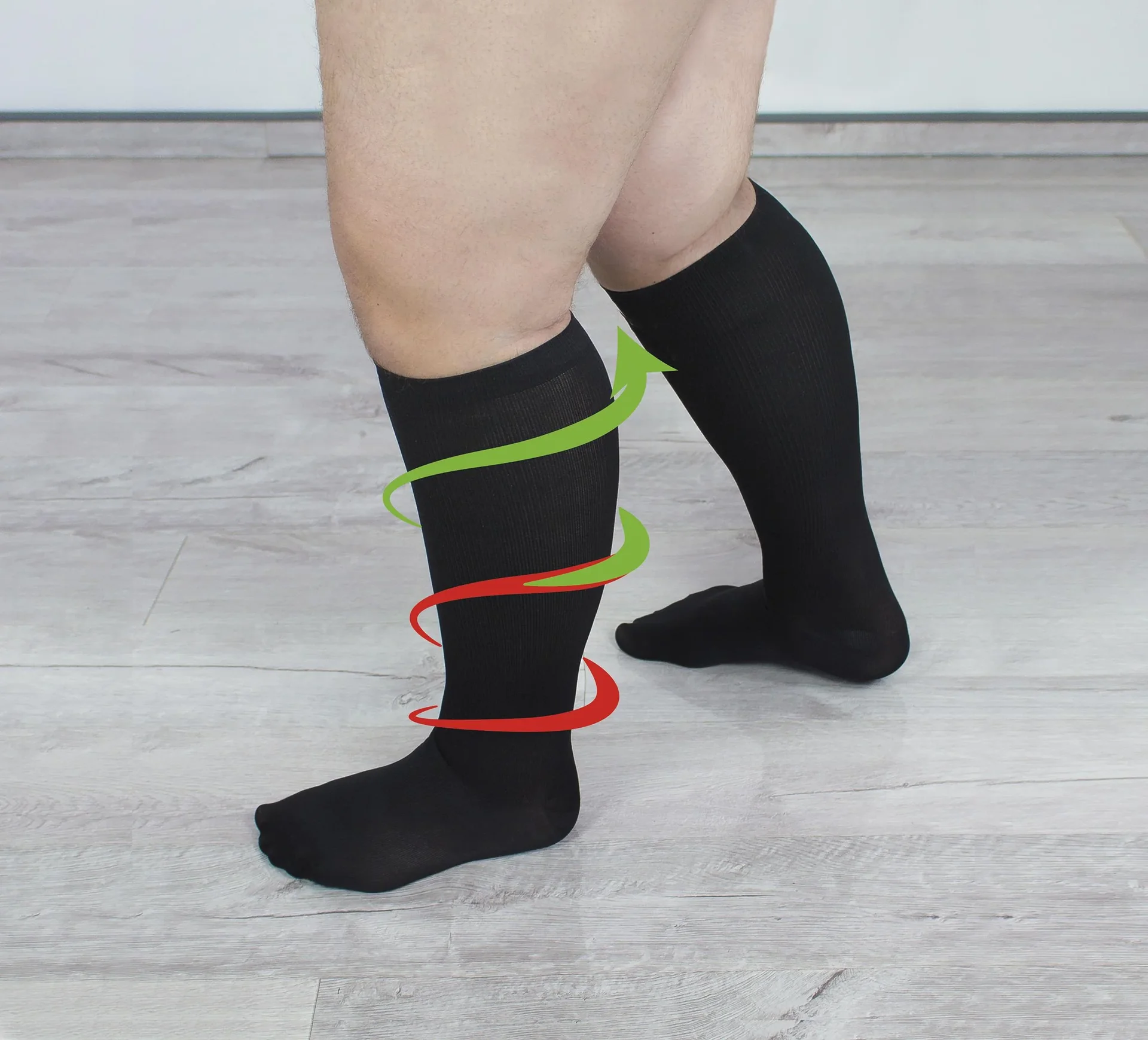 Reisestützstrümpfe für kräftige Waden, schwarz, Größe 45-47, Doppelpack - 2