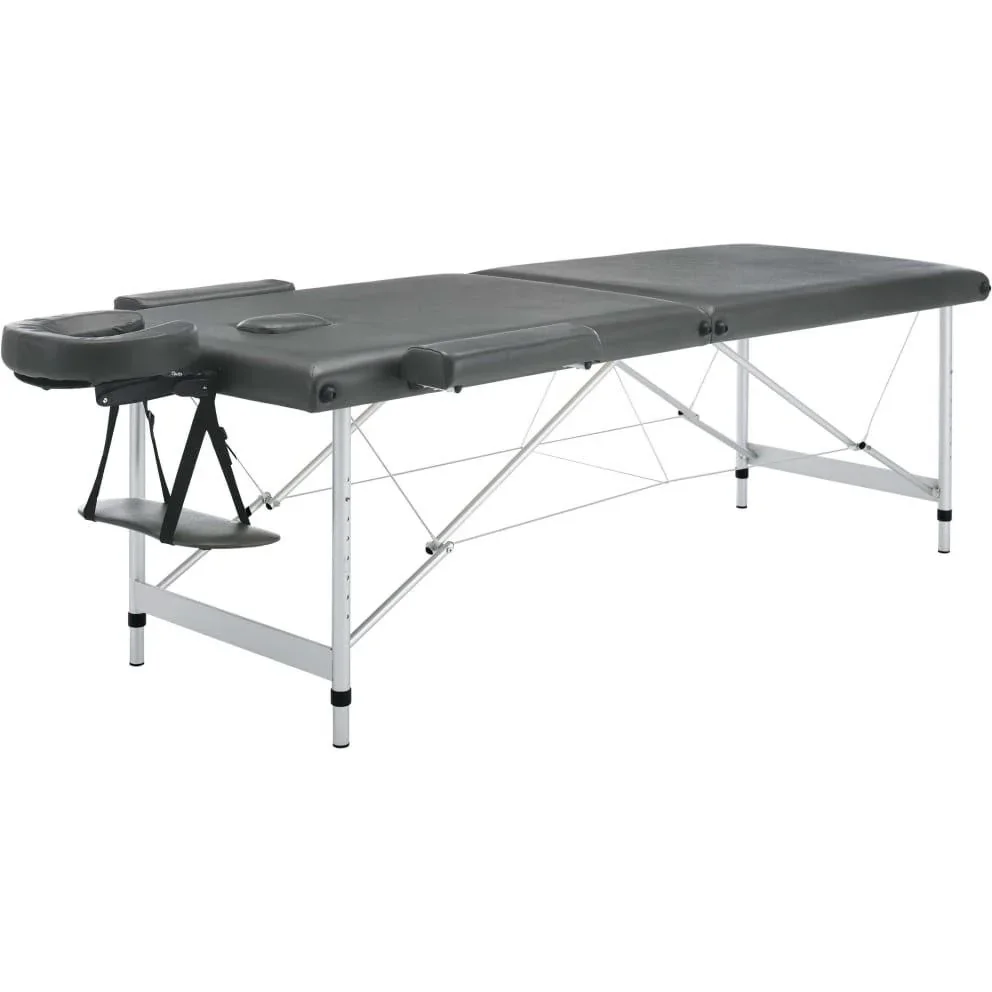 Massageliege 2 Zonen 186x68 cm Aluminiumrahmen anthrazit - 2