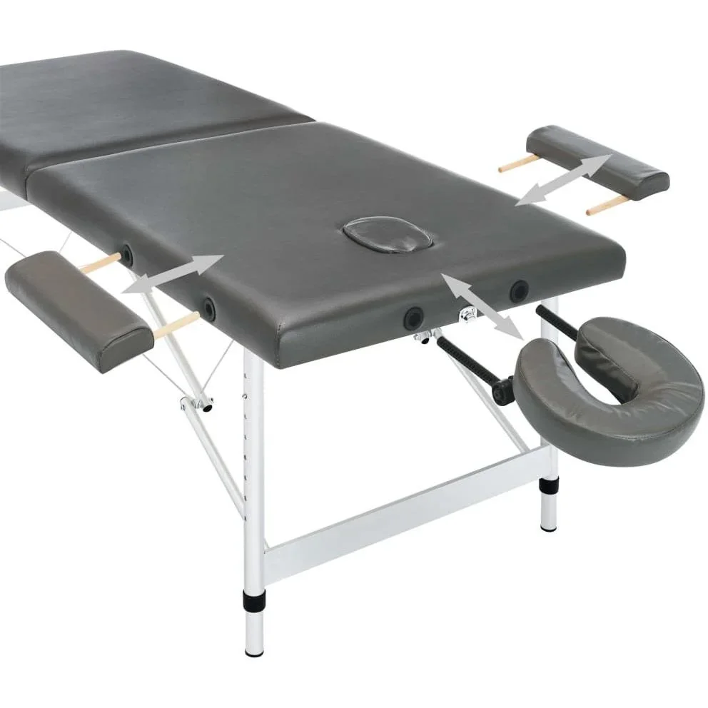 Massageliege 2 Zonen 186x68 cm Aluminiumrahmen anthrazit - 5