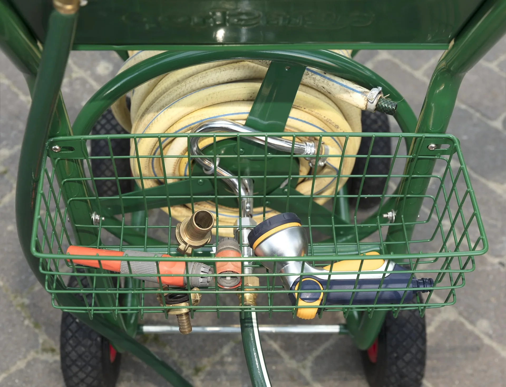 Schlauchwagen, 100 m für 3/4" Schlauch, inklusive Ablagekorb - 4