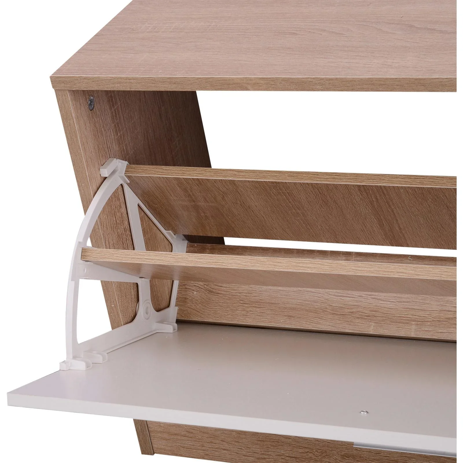 3-teiliges Garderoben-Set Flurgaderobe mit Schuhschrank Garderobe Wandspiegel 4 Haken Natur 30 x 100 cm - 0
