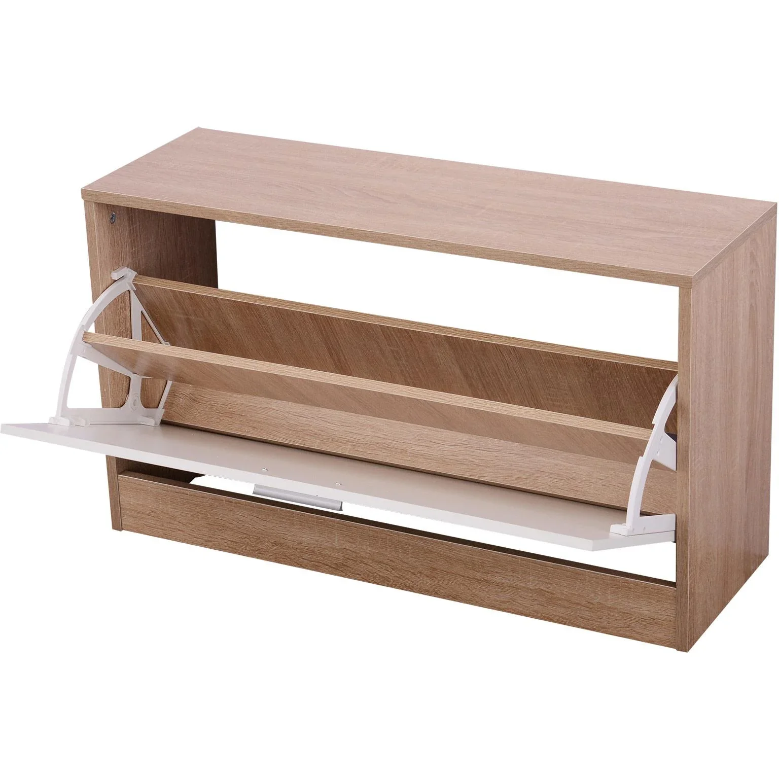 3-teiliges Garderoben-Set Flurgaderobe mit Schuhschrank Garderobe Wandspiegel 4 Haken Natur 30 x 100 cm - 5