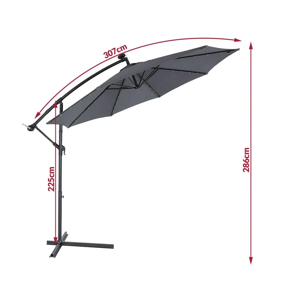 Sonnenschirm Haiti mit LED-Beleuchtung schwenkbarer Antrcite - Ø 3m - 5