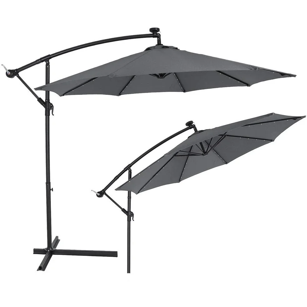 Sonnenschirm Haiti mit LED-Beleuchtung schwenkbarer Antrcite - Ø 3m - 6