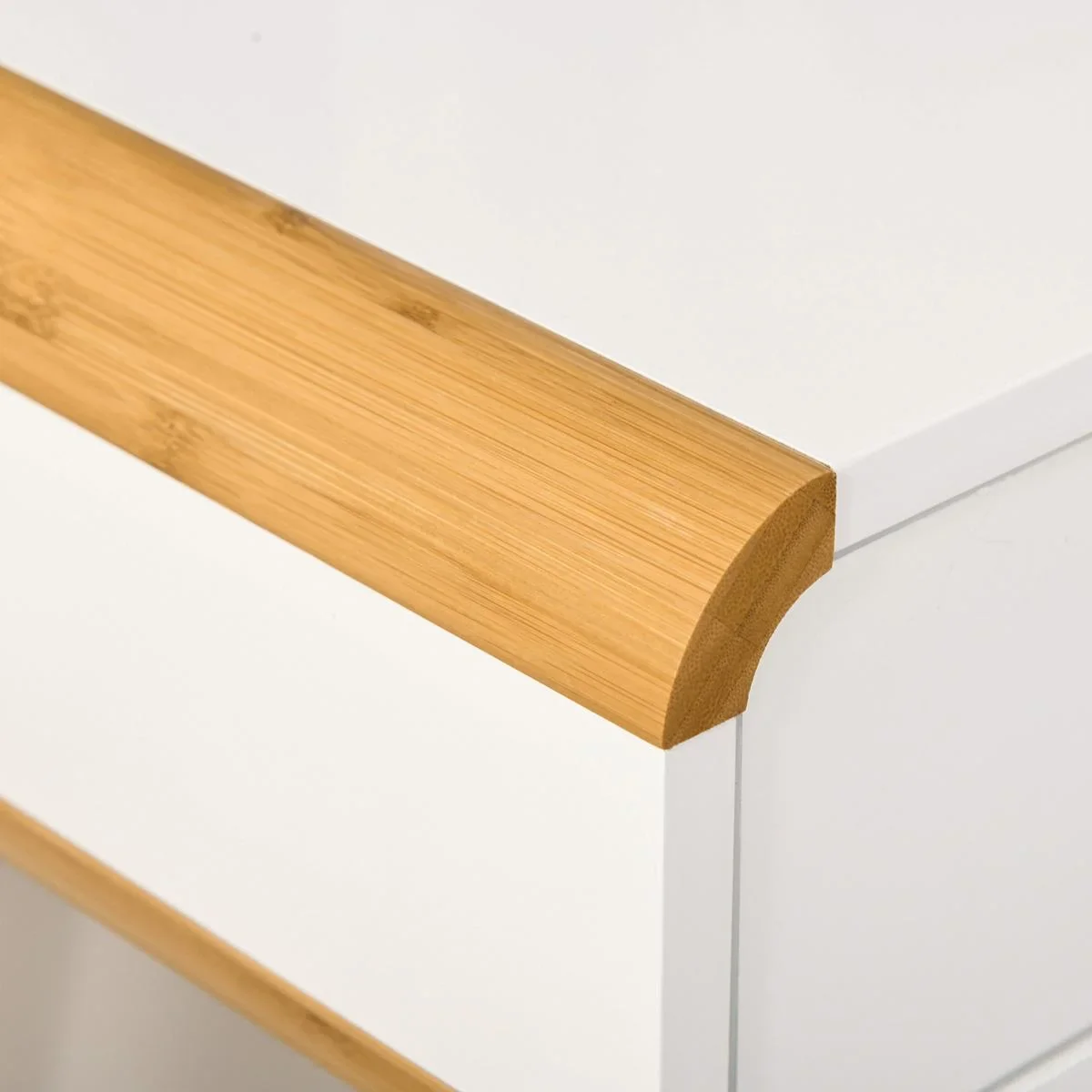 Schreibtisch mit Schubladen Weiß+Natur - 5