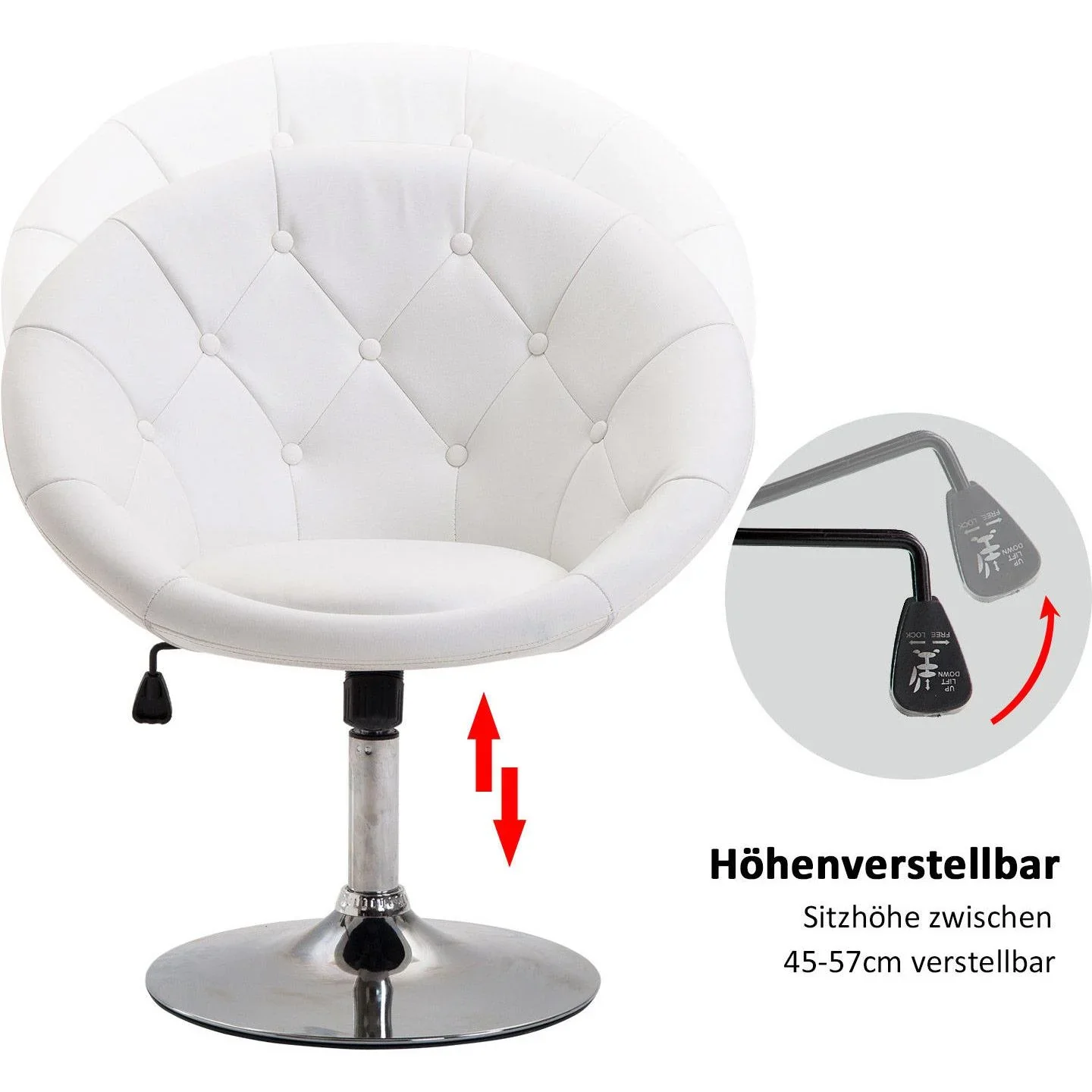 Arbeitshocker höhenverstellbar Weiß - 4