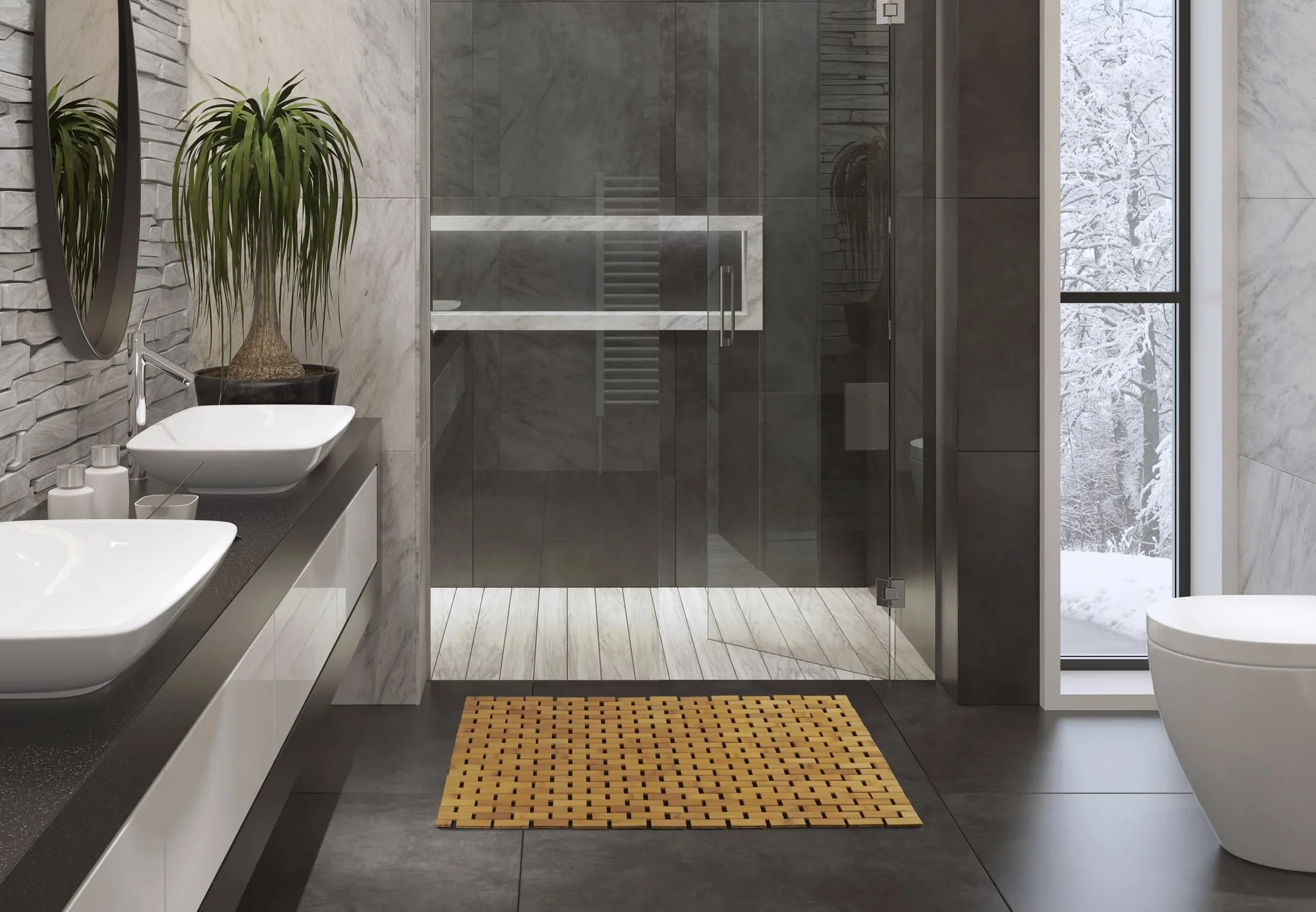 Bambus-Duschmatte 80 x 50 cm - 0