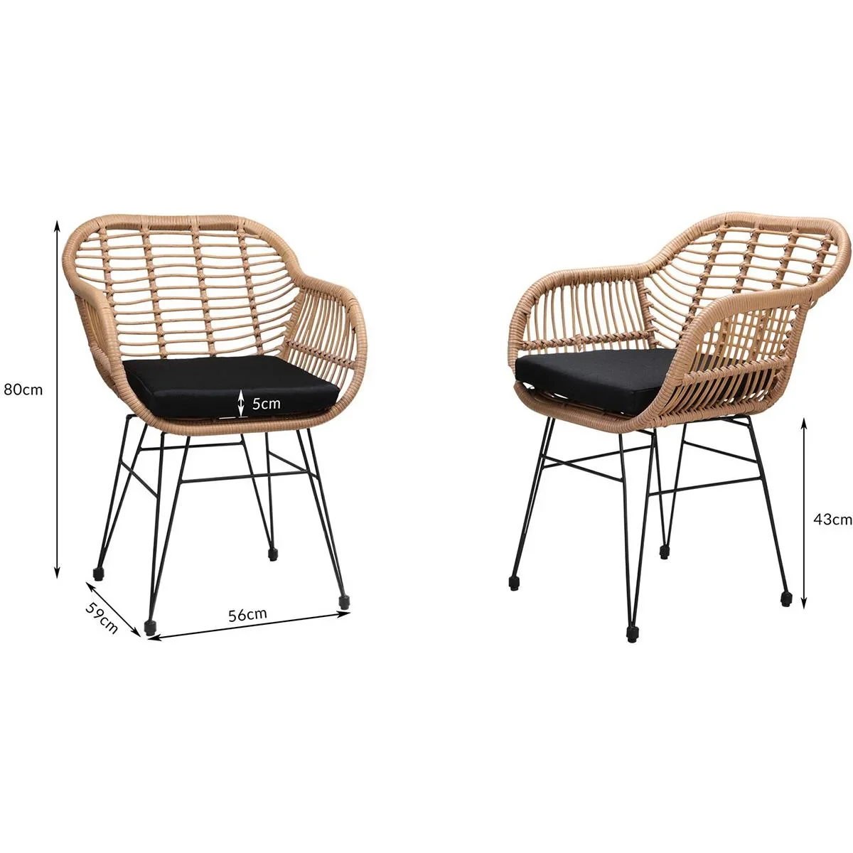 Poly Wicker Chair Bali 2 Stück Natur - 1