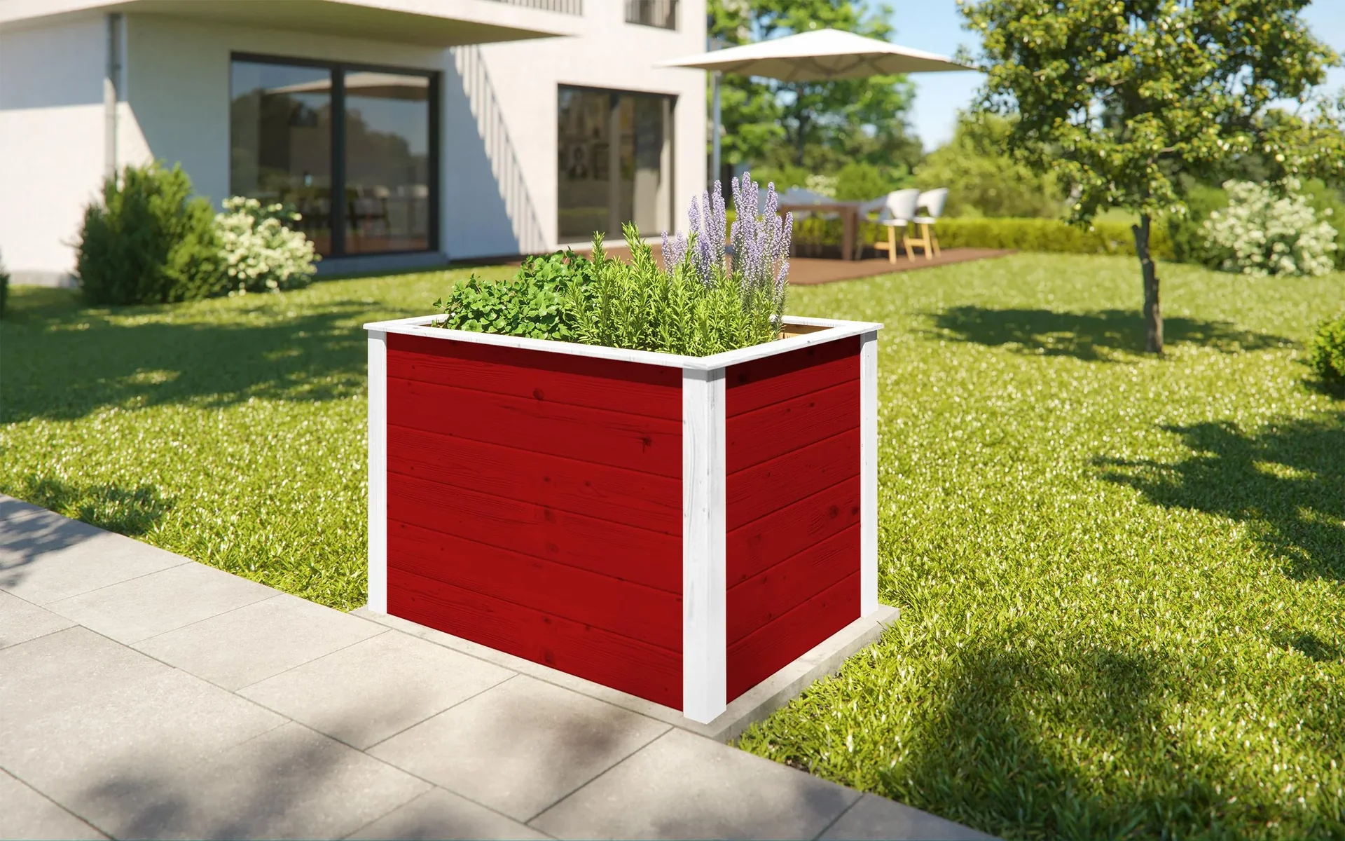 Element-Hochbeet Modular, Wandstärke 21 mm, rot, 100 x 71 x 69 cm - 0