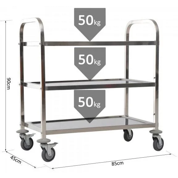 Servierwagen Küchenwagen 3 Ablage Silber - 0