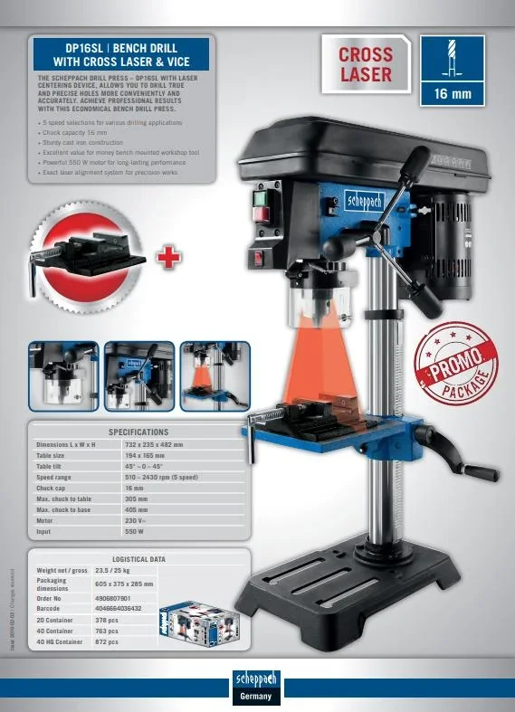 TISCHBOHRMASCHINE DP16SL 550 WATT - 2