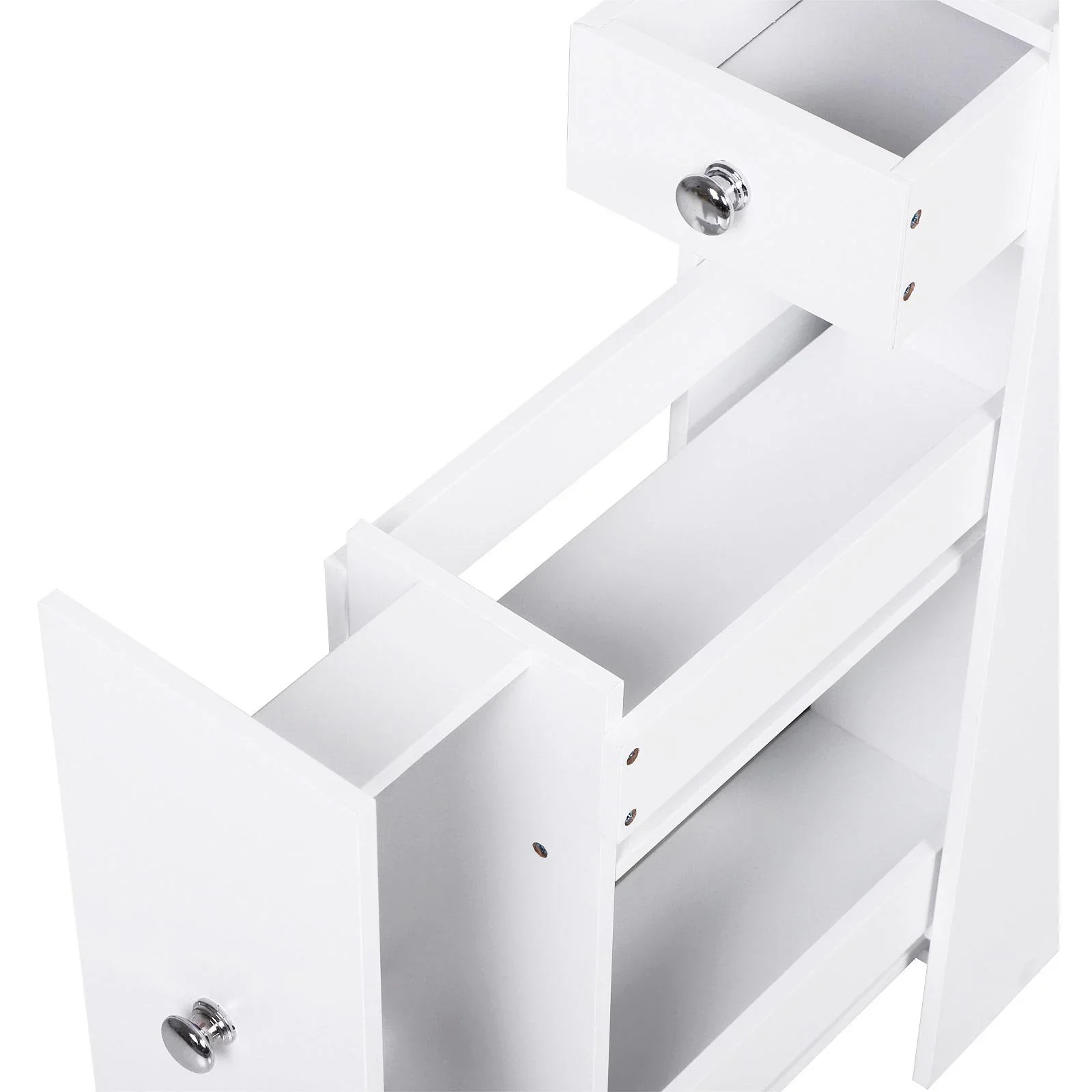 Badmöbel Badezimmerschrank Badschrank mit 2 Schubladen und 1 Ablagefach Holz Weiß 48 x 17 x 58 cm - 0