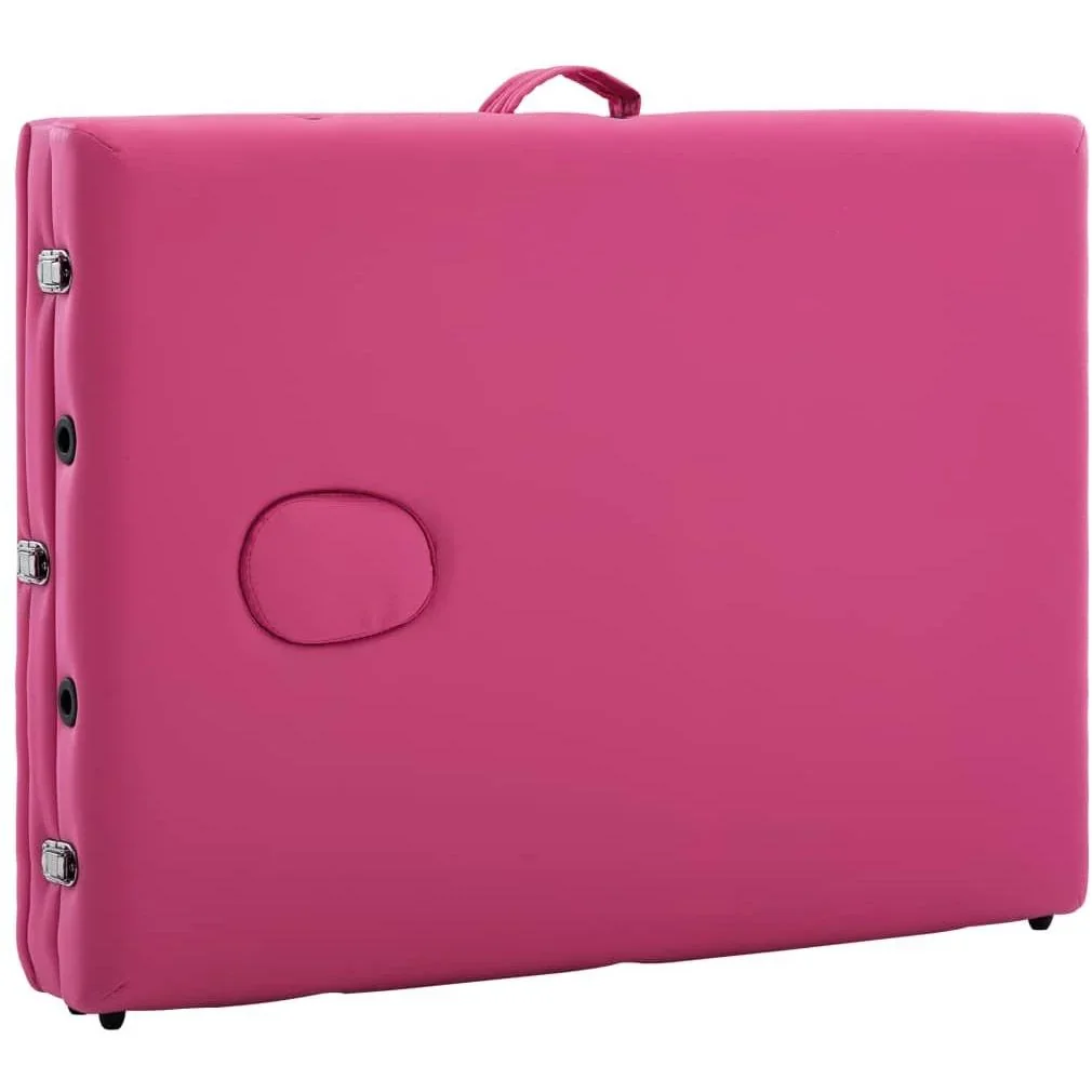 Zusammenklappbarer Massagetisch 3 Zonen Aluminium rosa - 1