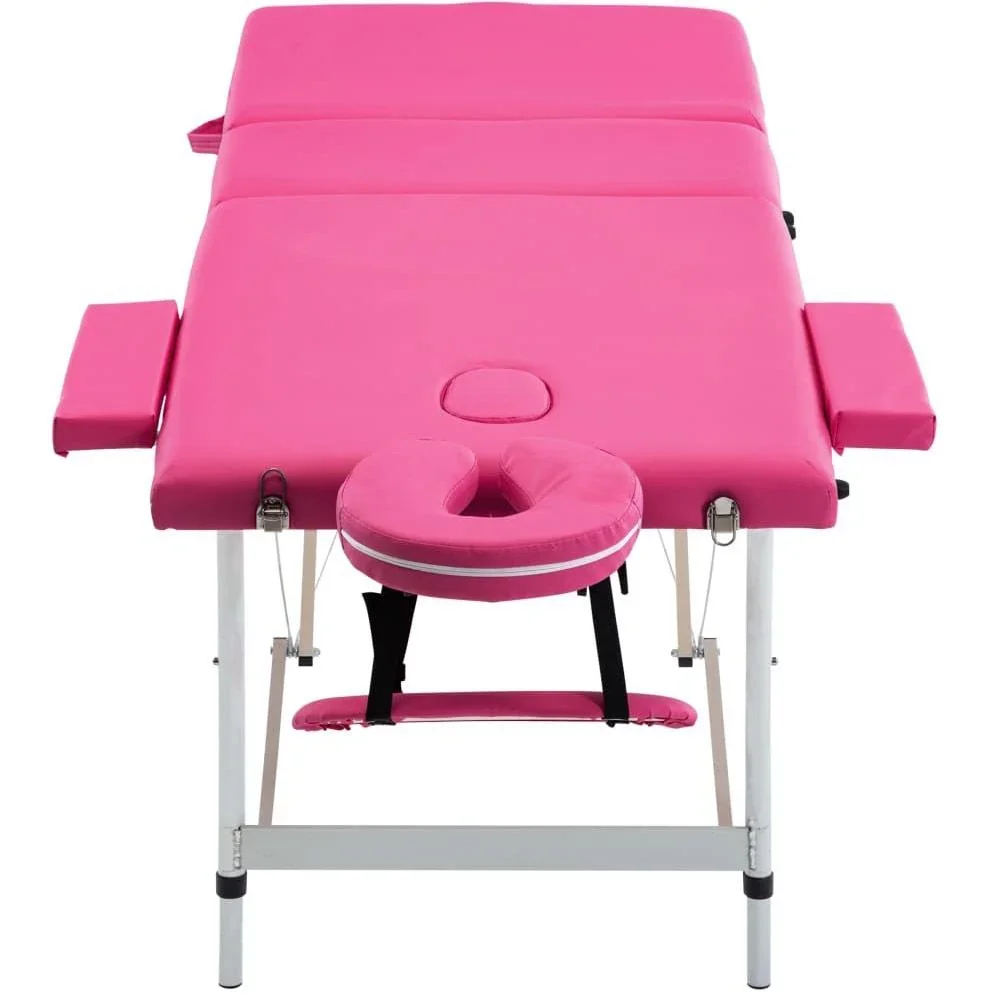 Zusammenklappbarer Massagetisch 3 Zonen Aluminium rosa - 3