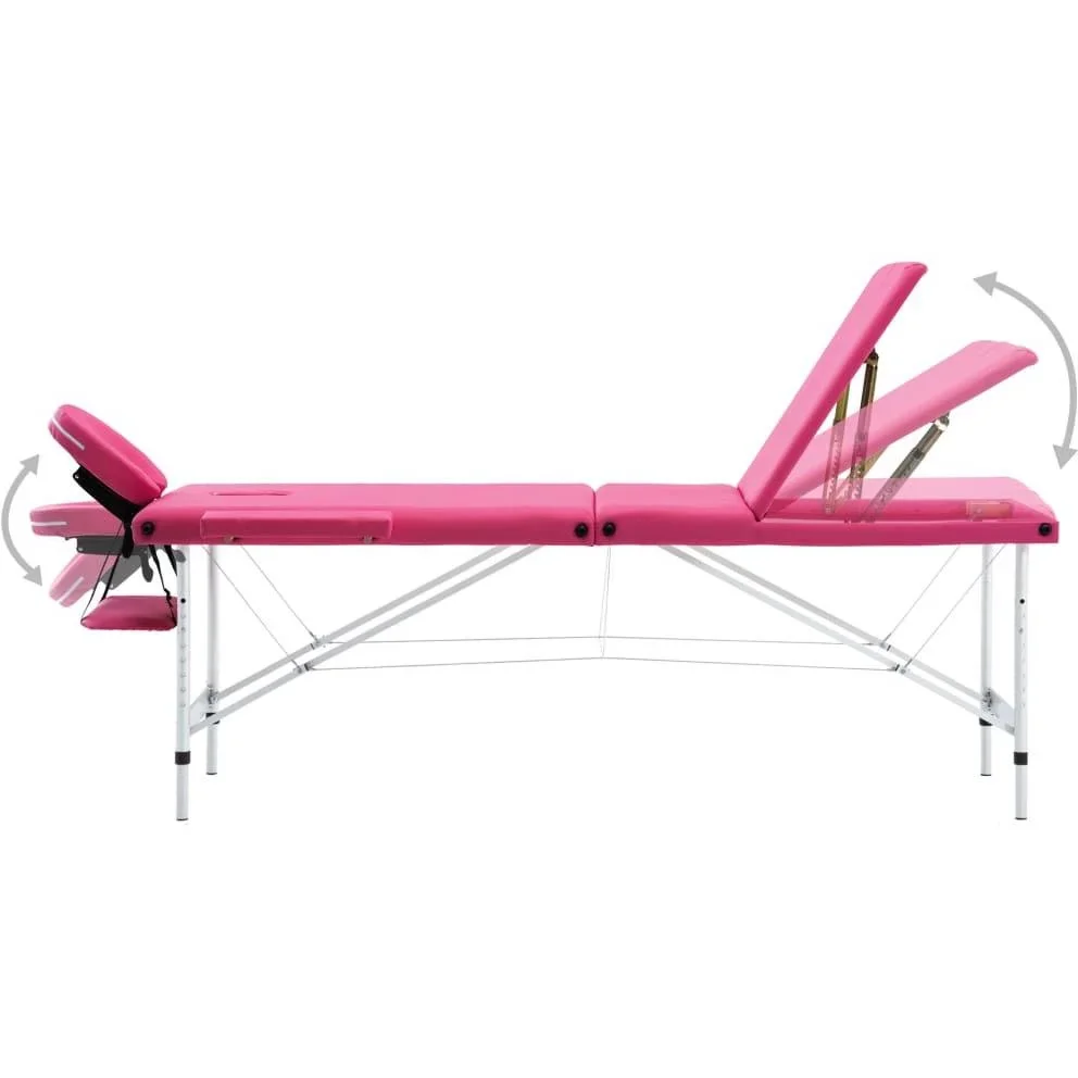 Zusammenklappbarer Massagetisch 3 Zonen Aluminium rosa - 4
