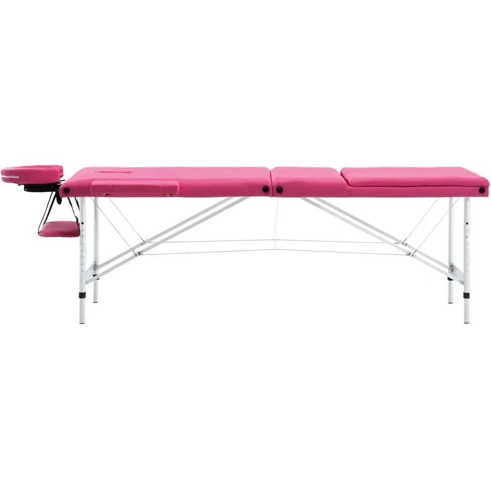 Zusammenklappbarer Massagetisch 3 Zonen Aluminium rosa - 5