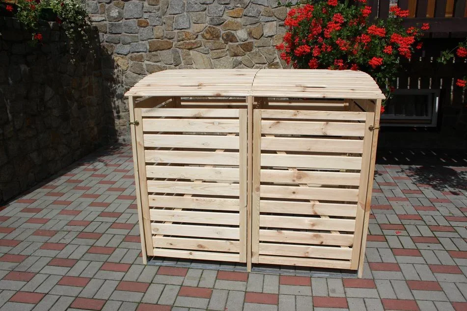 Mülltonnenbox "Vario III" für 2 Tonnen, natur - 0