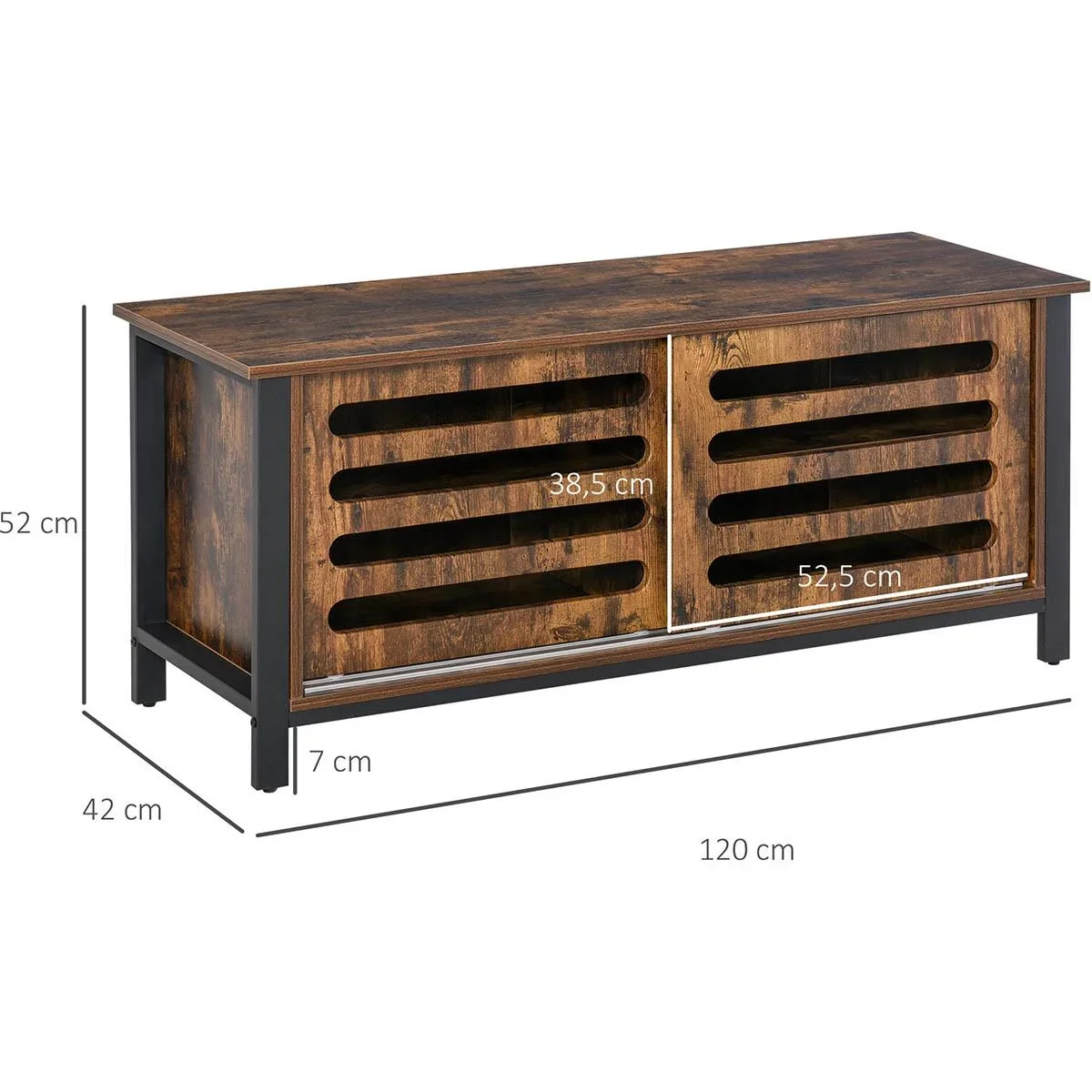 TV Schrank Fernsehschrank Fernsehtisch TV Lowboard Kommode für Fernseher kleiner als 50" mit 2 Türen Regal Industriedesi - 1