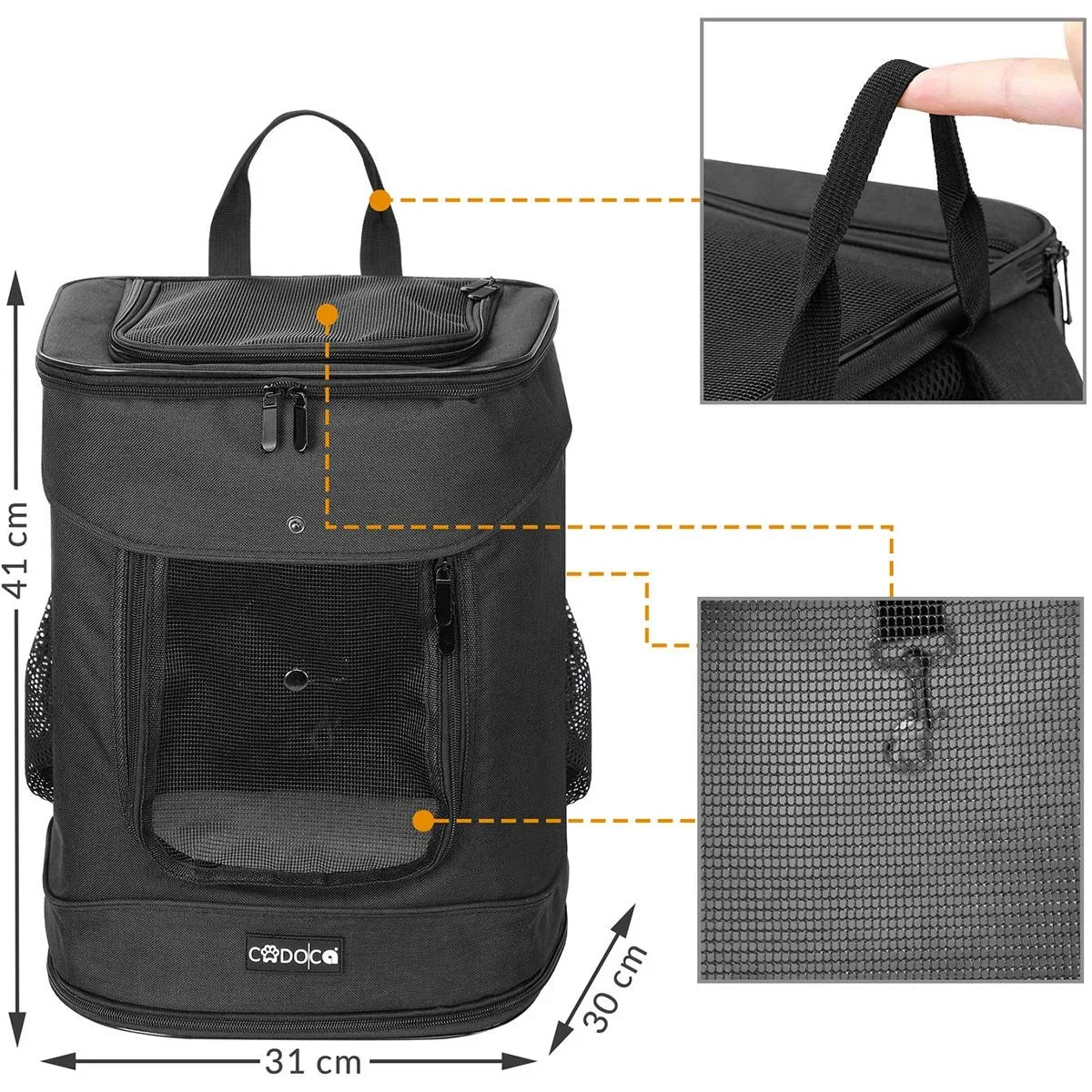 Haustier-Rucksack - Schwarz - 41x30x31 cm - 0