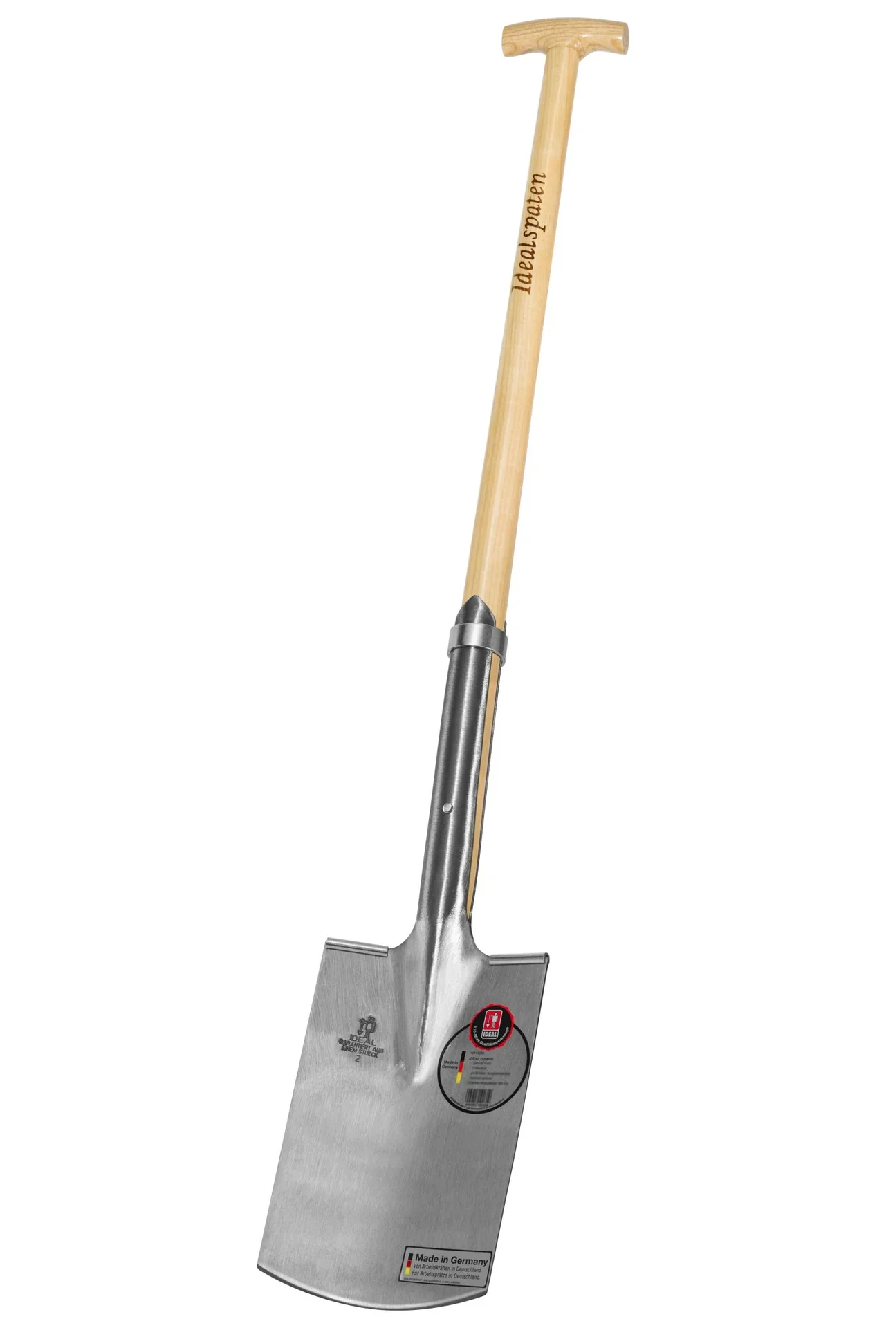Spaten, Rode- und Baumschulspaten, Gr. 2, poliert, Trittschutz, Federnverst., Verstärkungsring, Eschen-T-Stiel 85 cm - 5