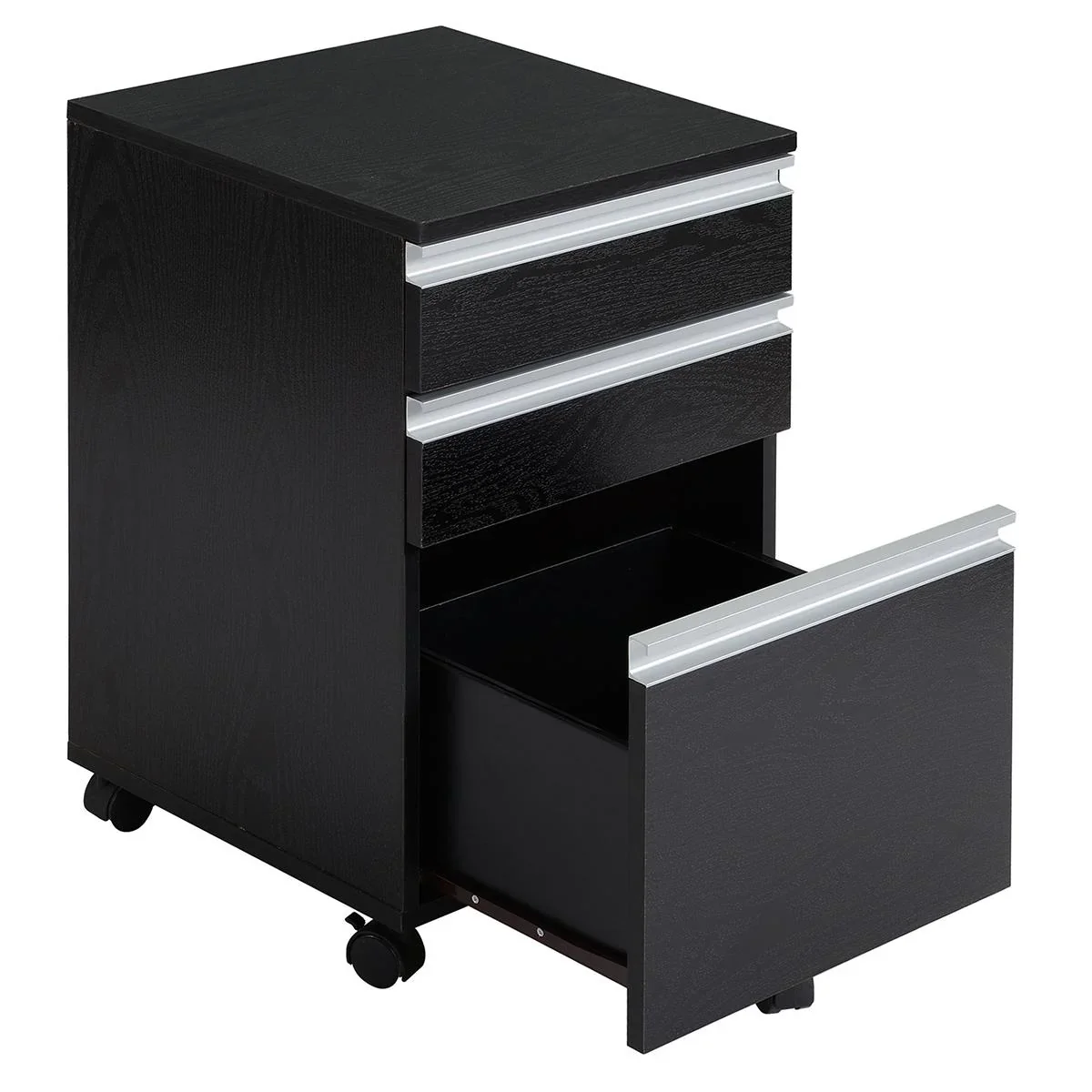 Rollcontainer Aktenschrank Büroschrank mit Schublade Lagerschrank Aufbewahrung Container Spanplatte Schwarz 39x 39 x59,2 - 1