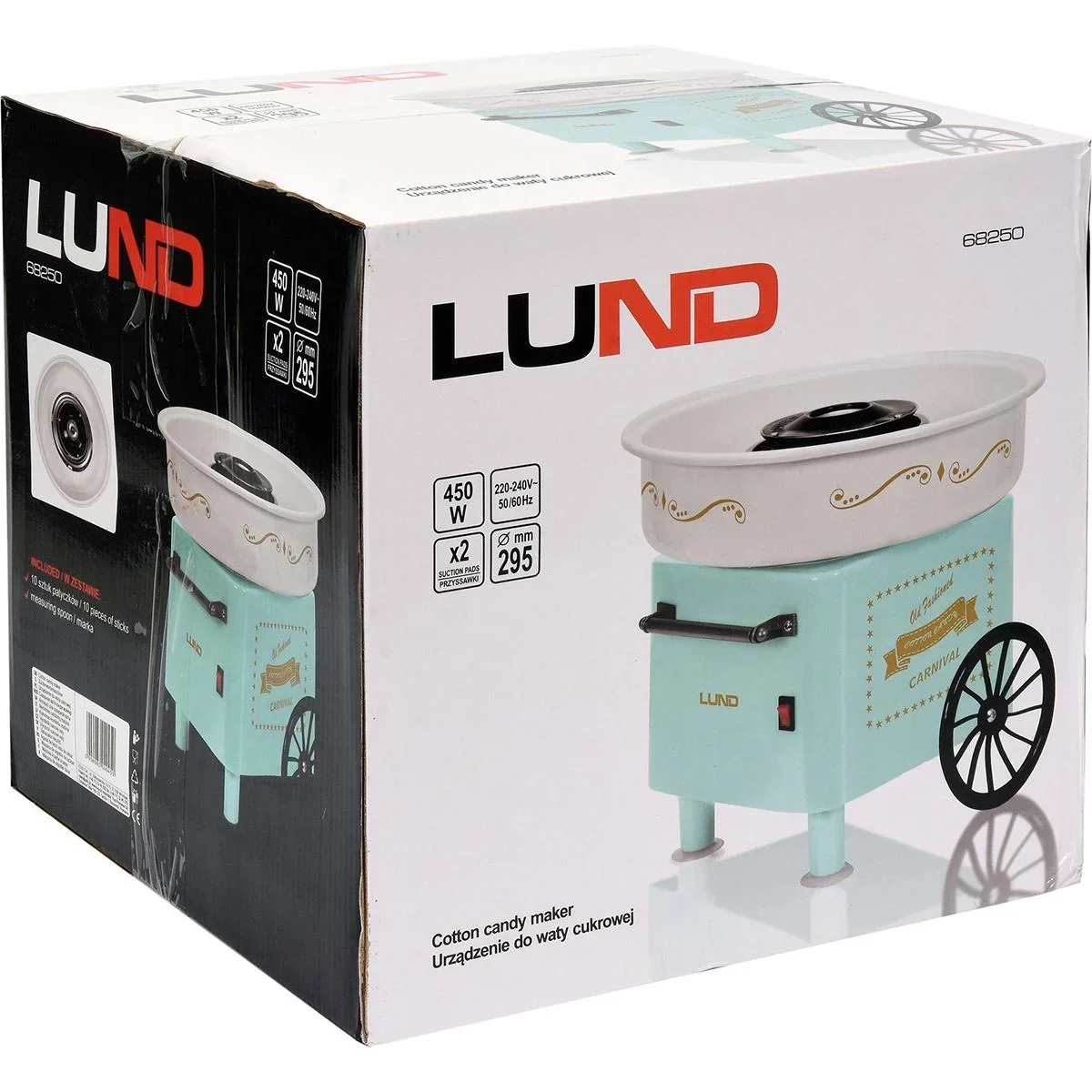 Zuckerwattemaschine mit Antirutschfunktion - 450W - Edelstahl - 29,5x29,5x27 cm - 0