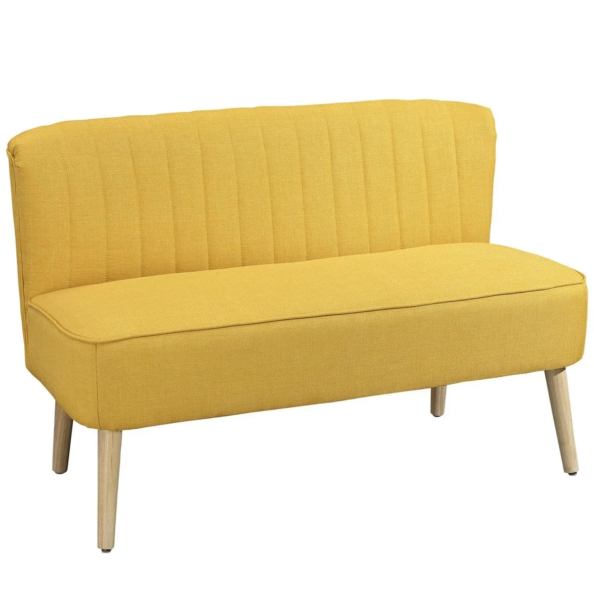 2-Sitzer Stoffsofa Polstersofa Sitzmöbel Loungesofa Holz Schaumstoff Gelb 117 x 56,5 x 77 cm - 2