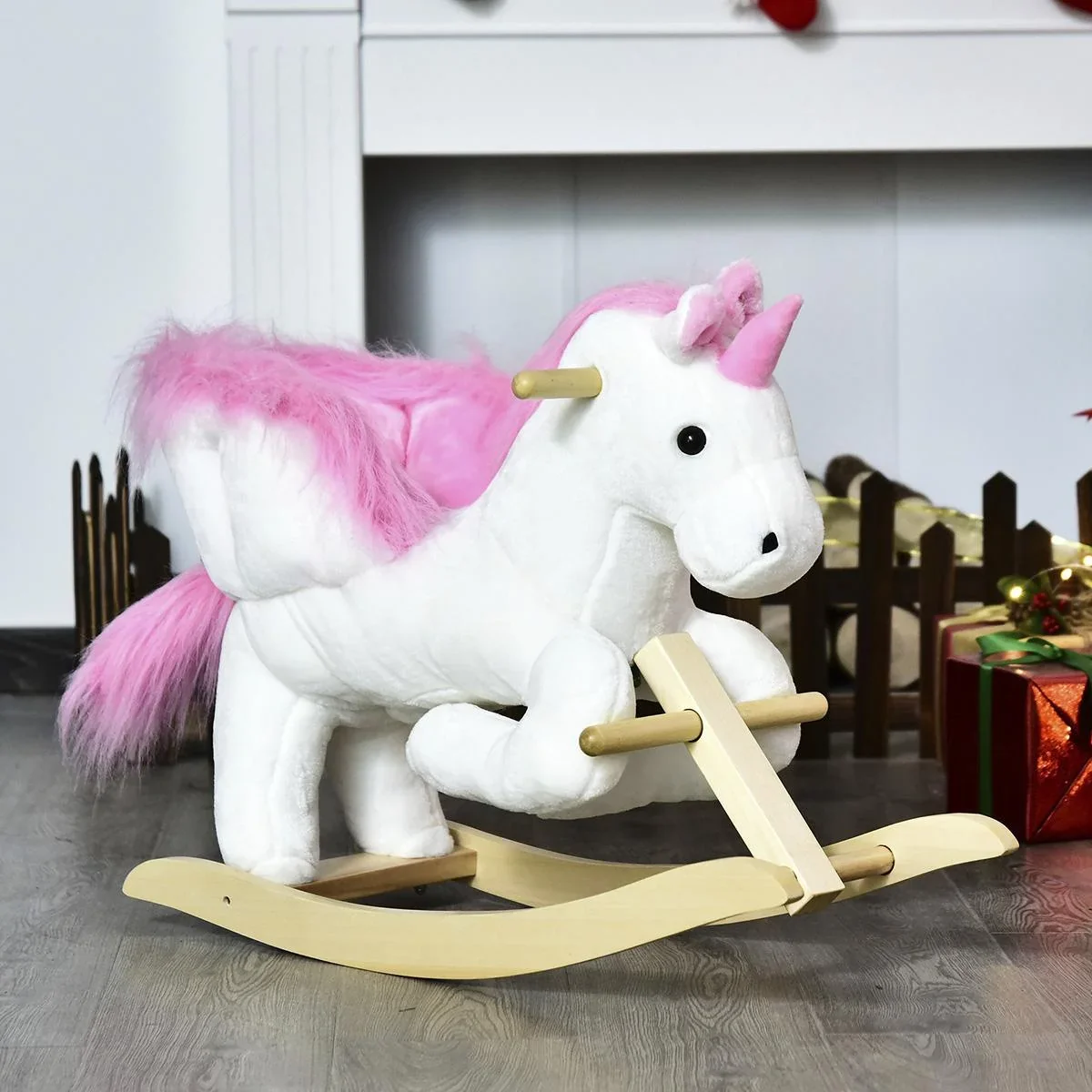 Schaukeltier Schaukelpferd Kinder Schaukel magisches Einhorn-Design mit Musik für Kinder für 18-36 Monate Baby Plüsch - 1