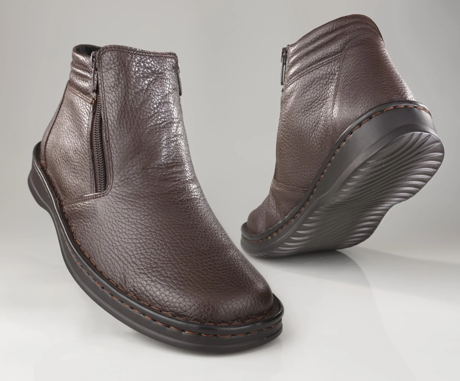 Halbstiefel mit Reißverschluß, Farbe braun, Gr.40 - 1