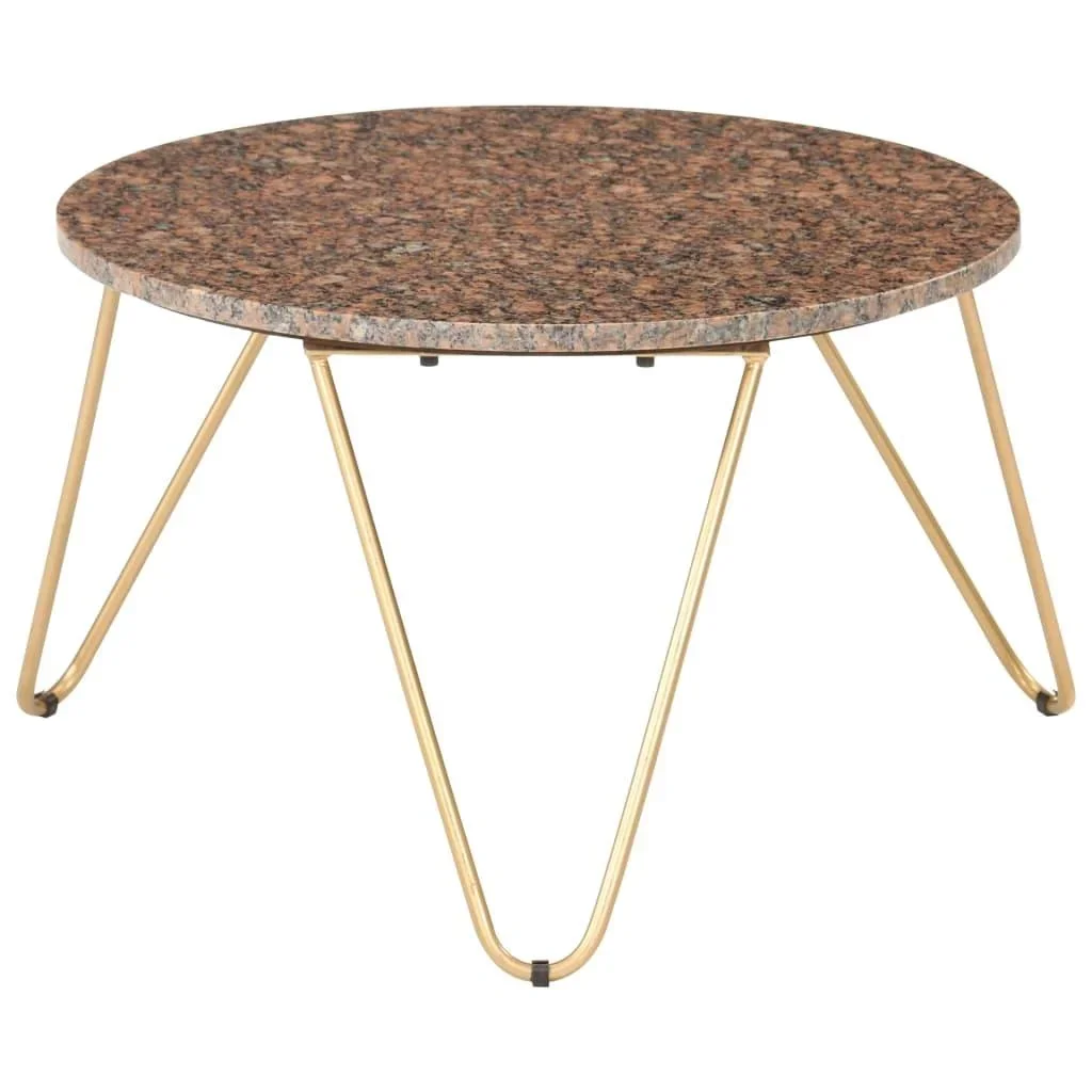 Couchtisch 65x65x42 cm Echtstein mit Marmortextur braun - 1