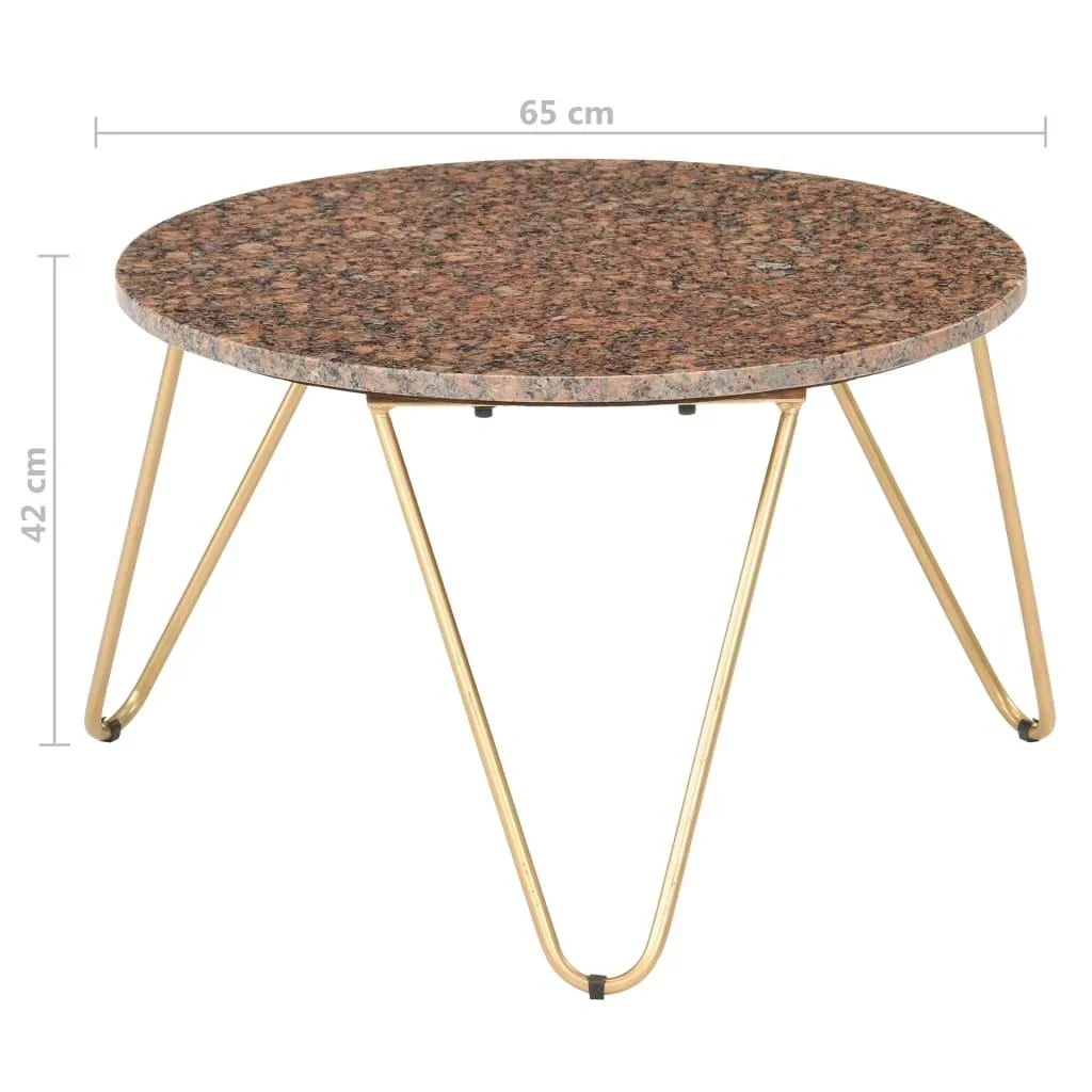 Couchtisch 65x65x42 cm Echtstein mit Marmortextur braun - 4