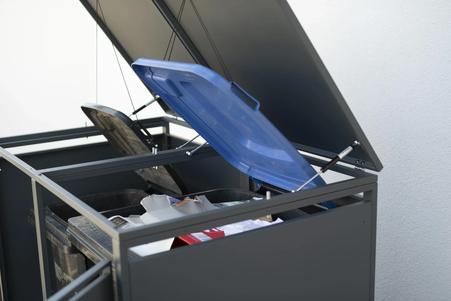 Mülltonnenbox 2-fach mit Deckel, Anthrazit - 2