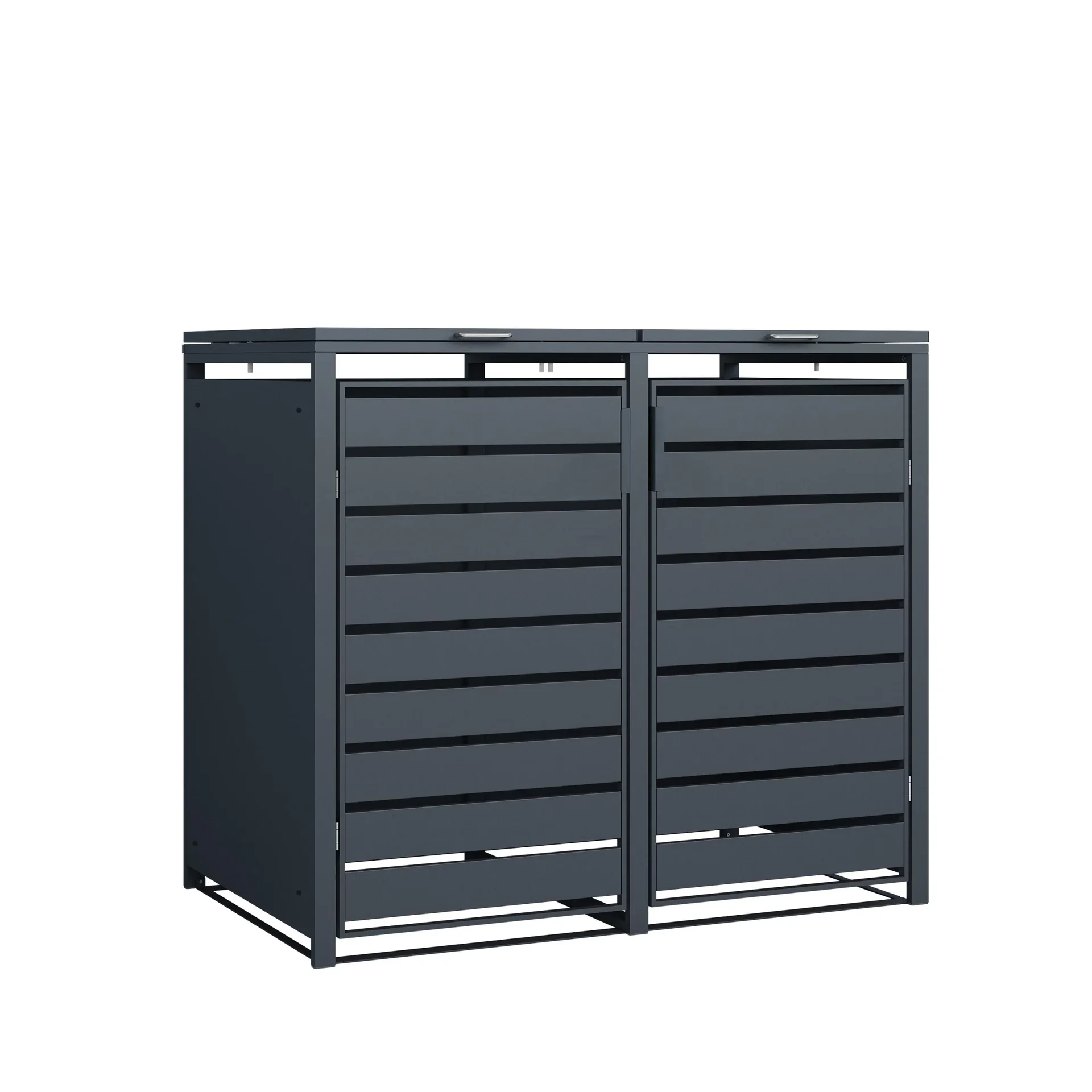 Mülltonnenbox 2-fach mit Deckel, Anthrazit - 8