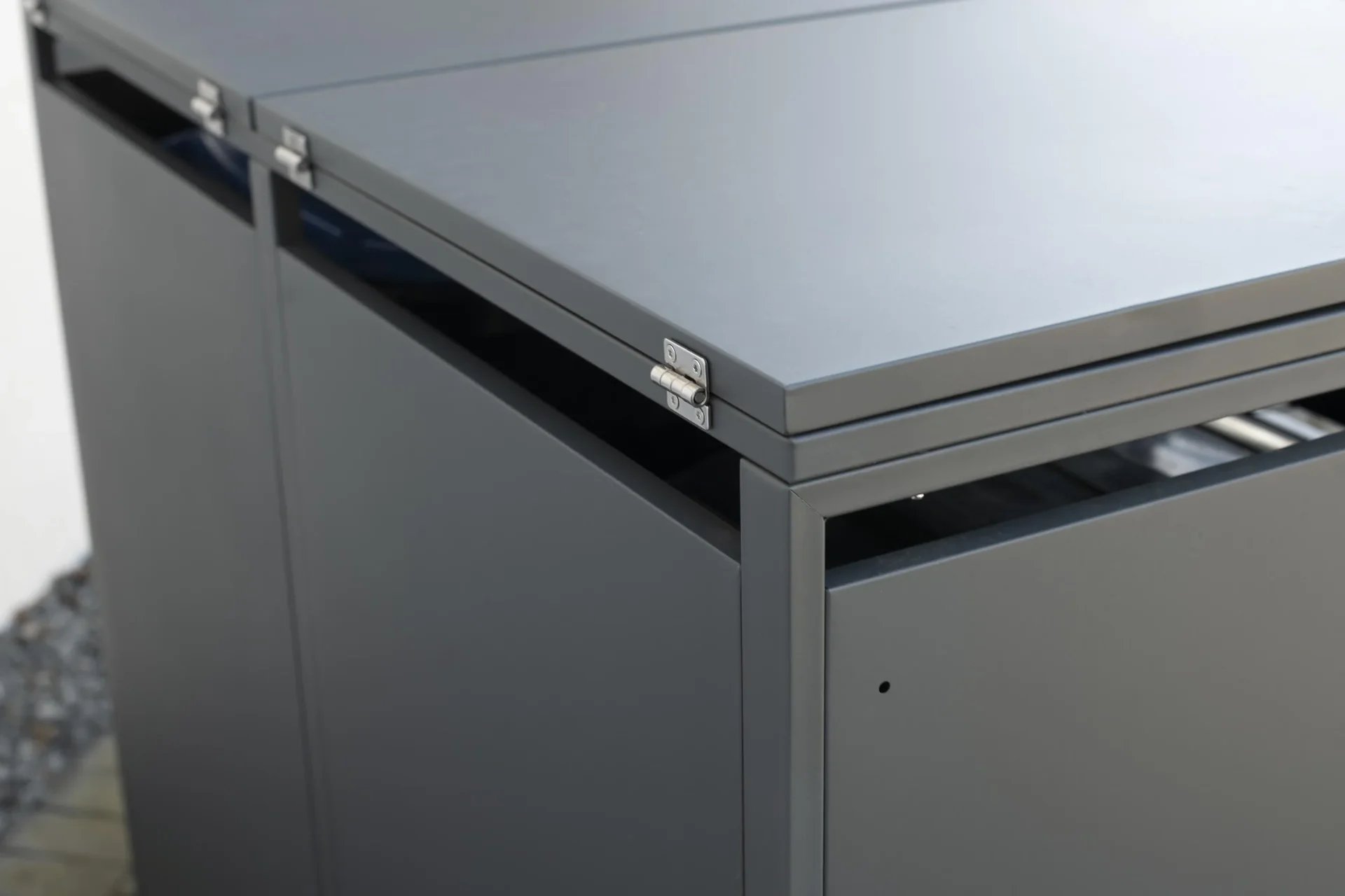 Mülltonnenbox 2-fach mit Deckel, Anthrazit - 9