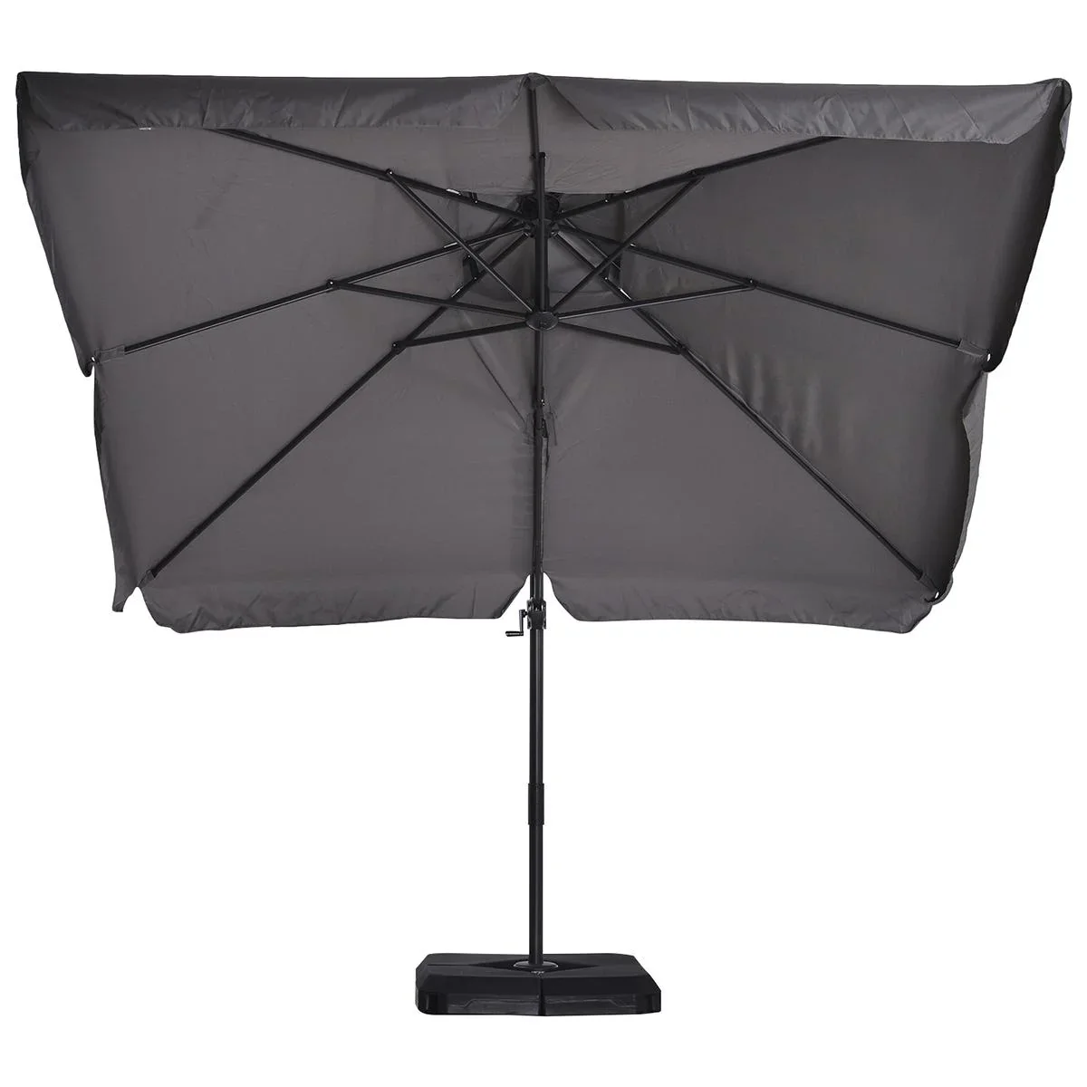 Sonnenschirm UV50+ Ampelschirm Roma Schirm mit Ständer und 4 Gewichten inkl. Schutzhaube Alu Grau 270 x 270 x 260 cm - 0