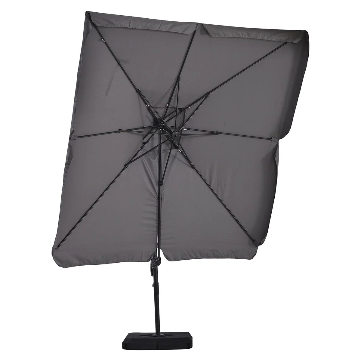 Sonnenschirm UV50+ Ampelschirm Roma Schirm mit Ständer und 4 Gewichten inkl. Schutzhaube Alu Grau 270 x 270 x 260 cm - 1