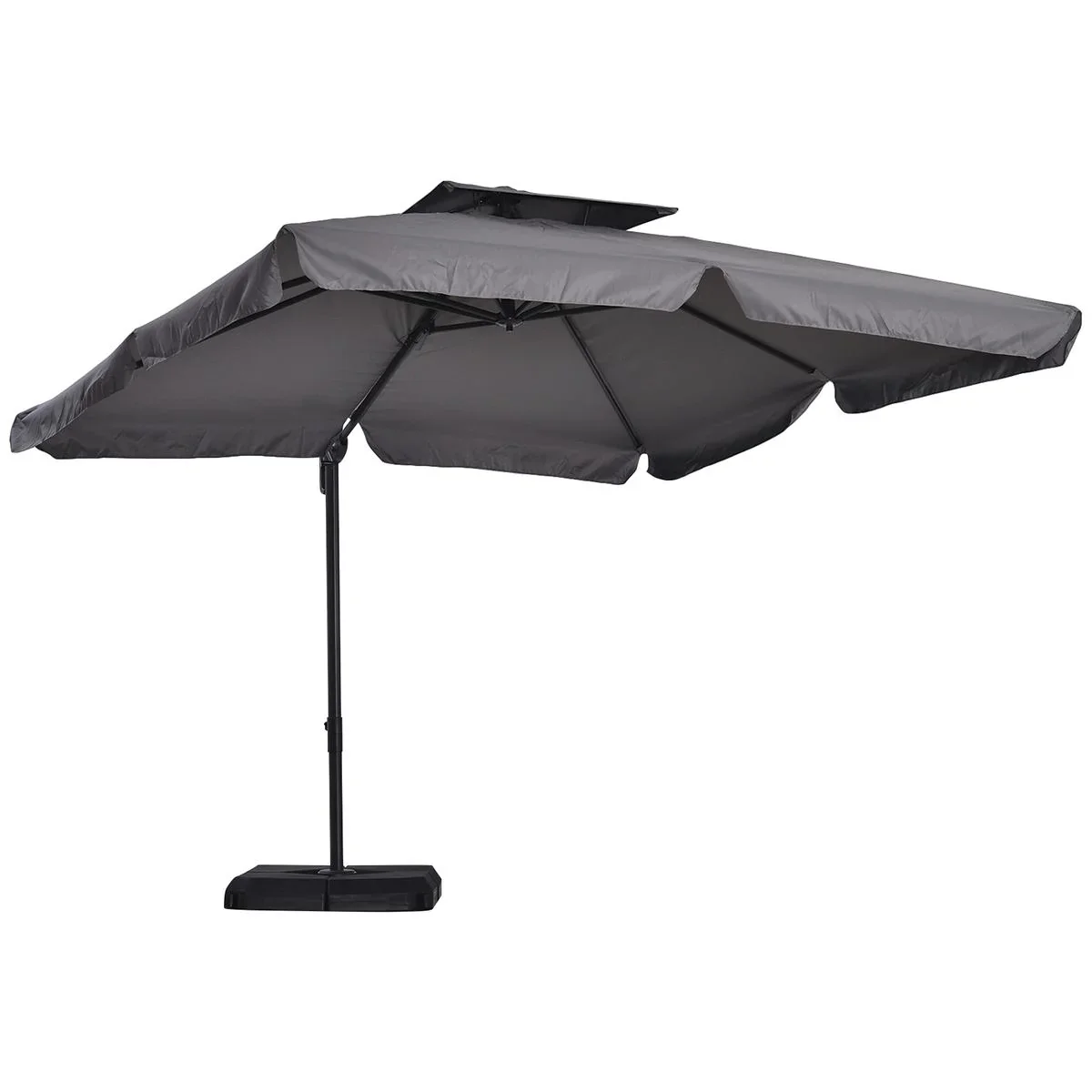 Sonnenschirm UV50+ Ampelschirm Roma Schirm mit Ständer und 4 Gewichten inkl. Schutzhaube Alu Grau 270 x 270 x 260 cm - 3