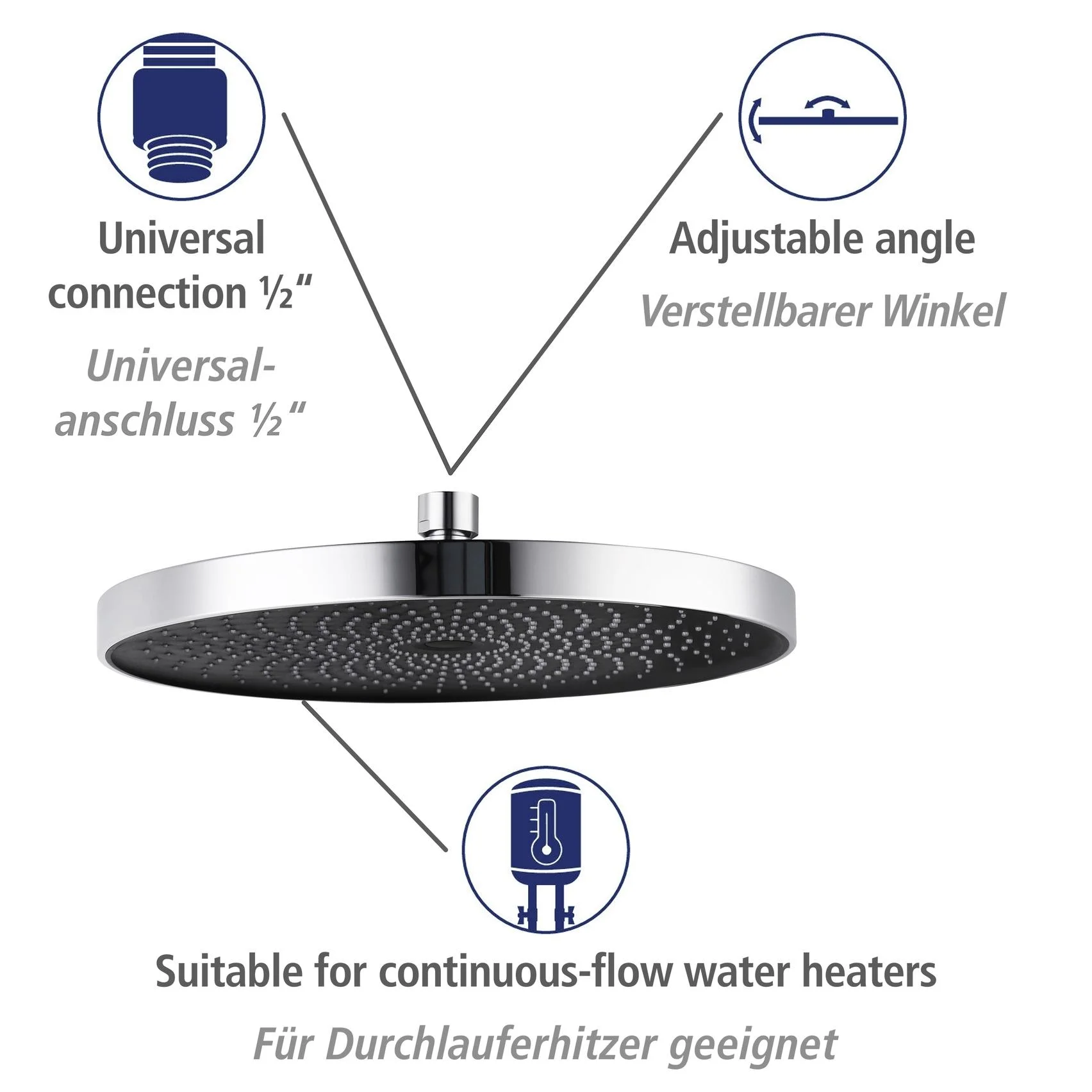 Duschsystem Softwater Chrom - einfacher Anschluss an bestehende Armatur oder Wandanschlussbogen - 1